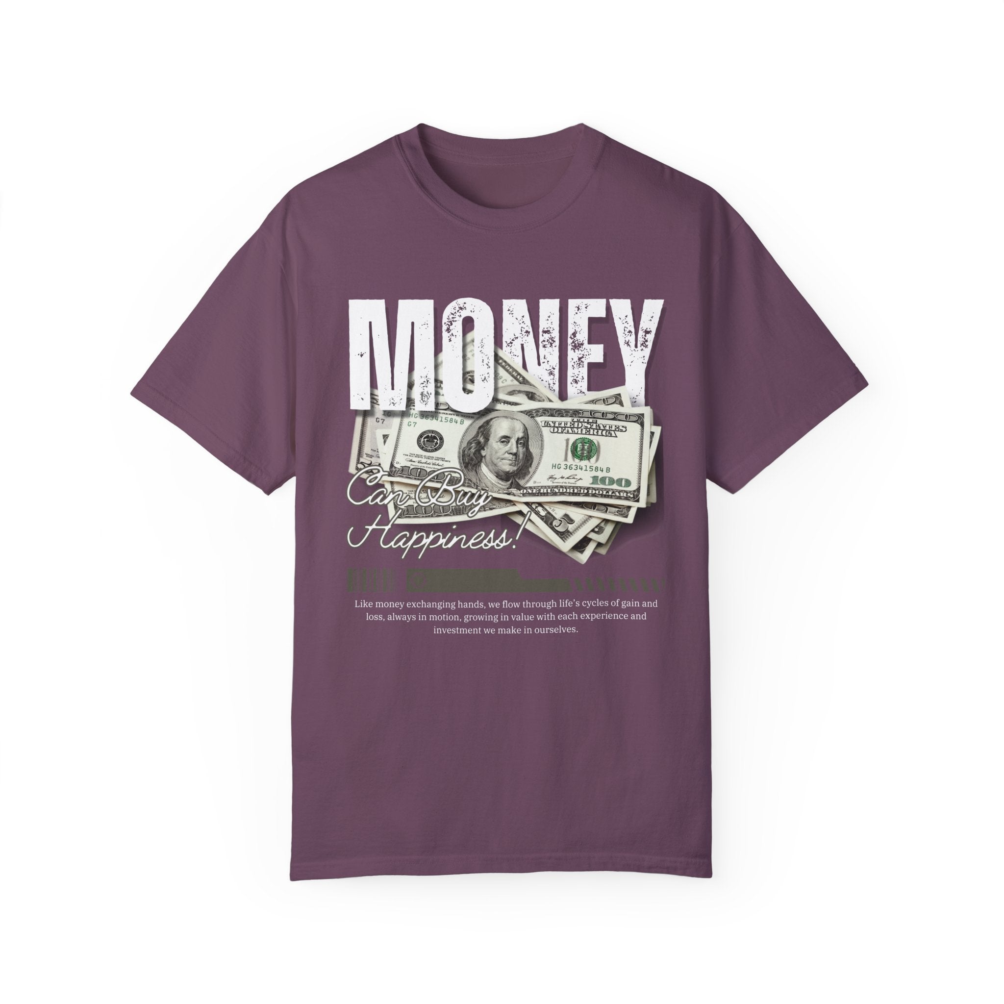 Money Can Buy Happiness, Graphic Design Unisex T-shirt, Casual Cotton Outwear, Gift for Him- Gift for Her, Stylish Tee, Cool Shirt, Trendy Apparel, Comfortable Top,