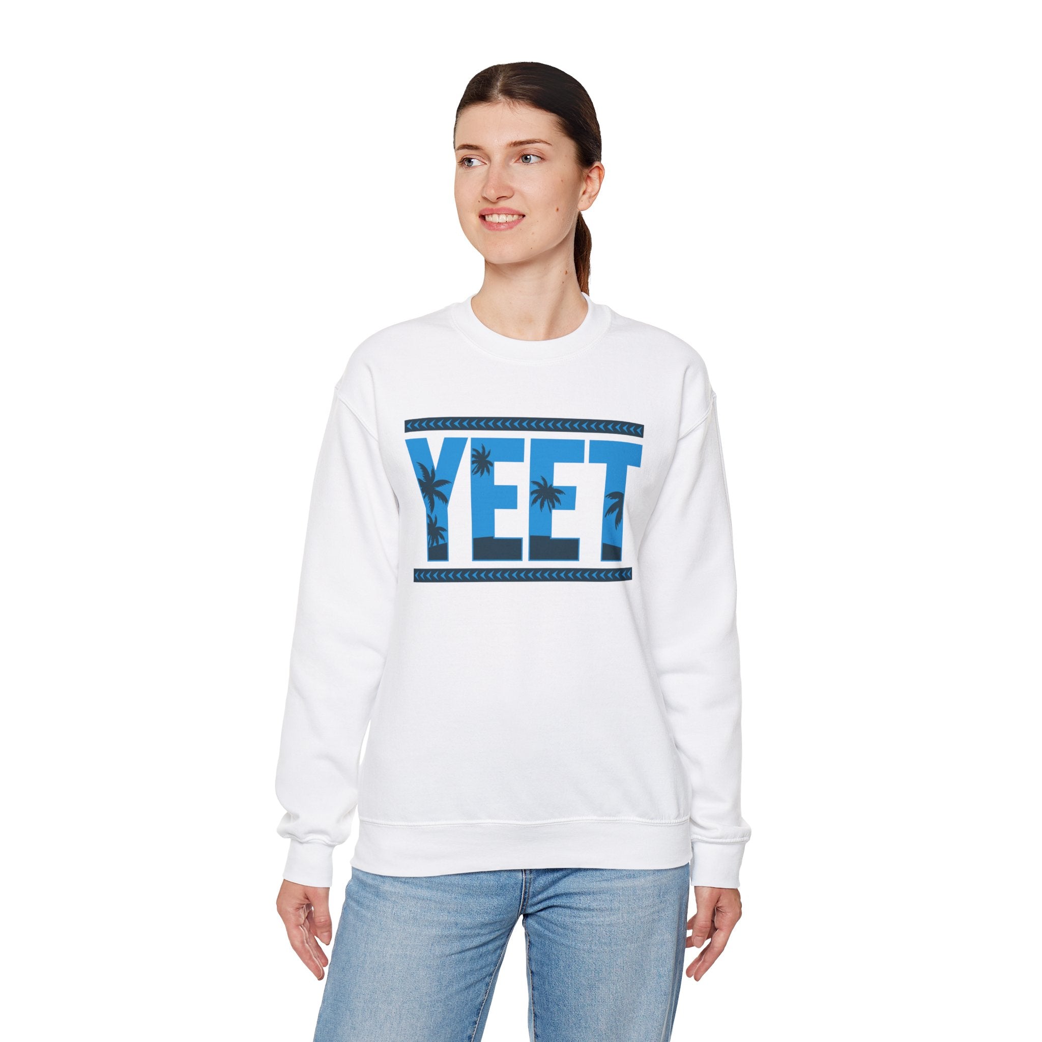 Blue Grey Yeet Palm Tree Sweatshirt, Wrestling Fan Unisex Sweatshirt - Gift for Him or Her, Casual Outwear, Heavy Blend Crewneck Sweatshirt