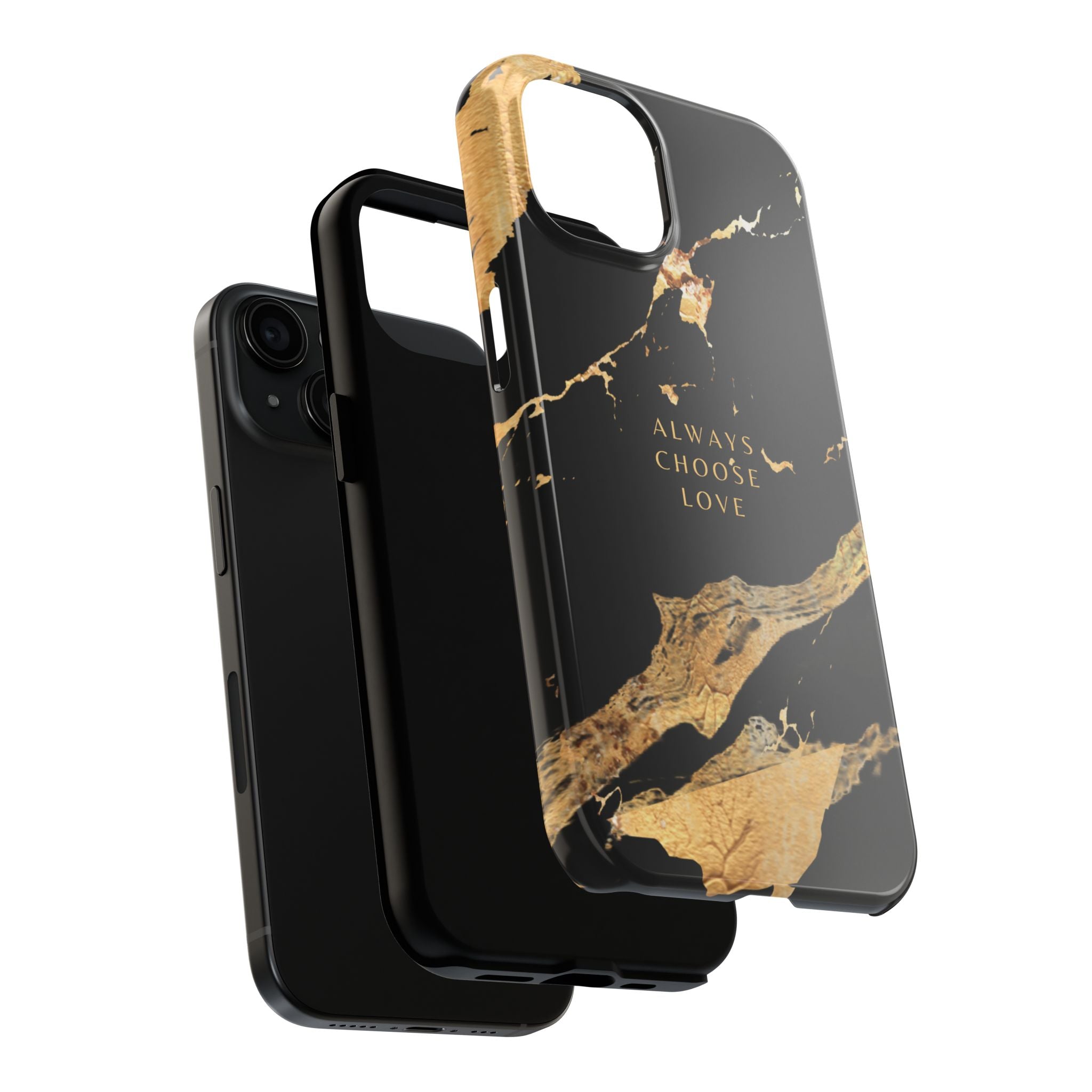 Black Gold Always Choose Love, Elegant Phone Cases, Stylish Phone Covers, Chic Phone Protectors, Fashionable Case for Her, Trendy Smartphone Accessories