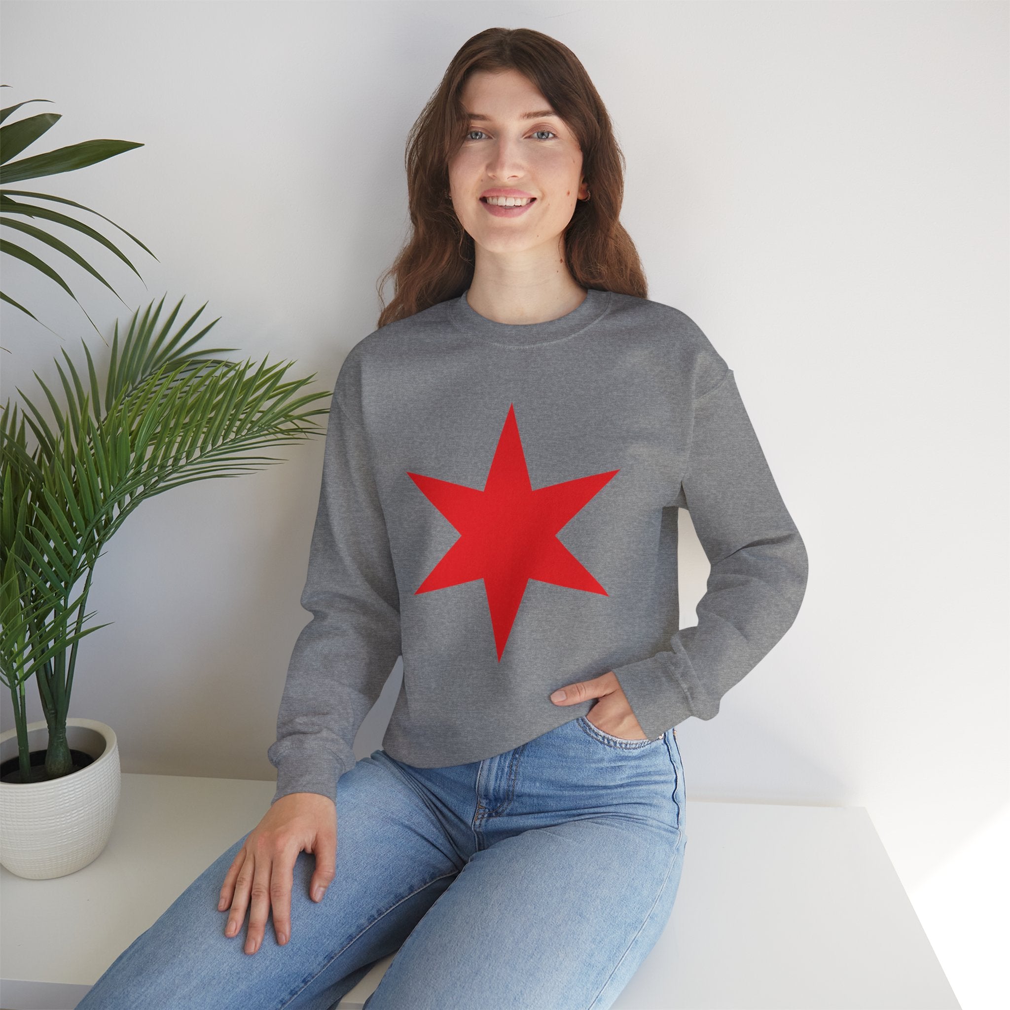 Chicago Star Sweatshirt, Wrestling Fan Unisex Sweatshirt - Gift for Him or Her, Casual Outwear, Heavy Blend Crewneck Sweatshirt