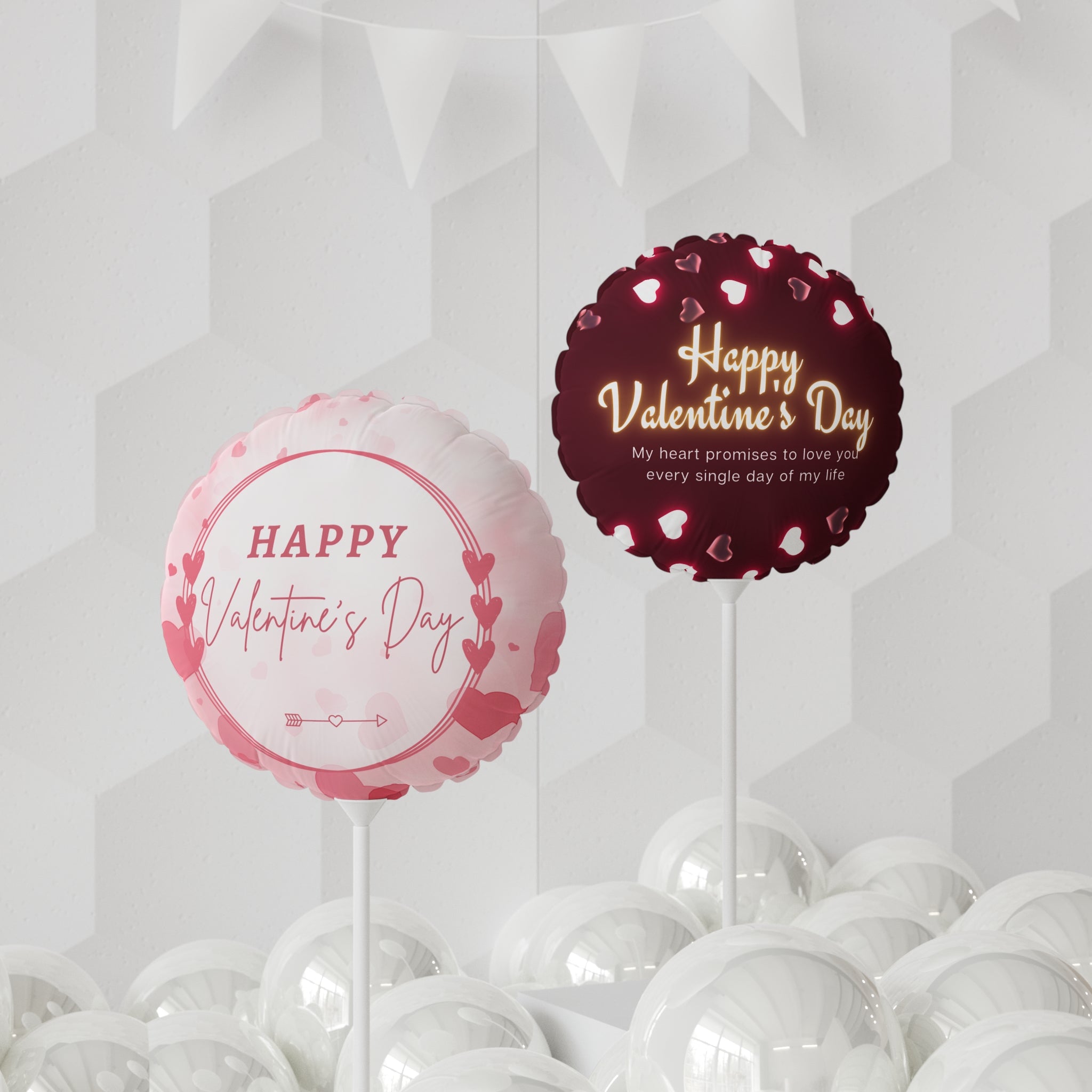 Valentine's Day-Pink Hearts- Balloons, Romantic Heart-Shaped Decorations and Words, Love Party Supplies, Anniversary Celebration