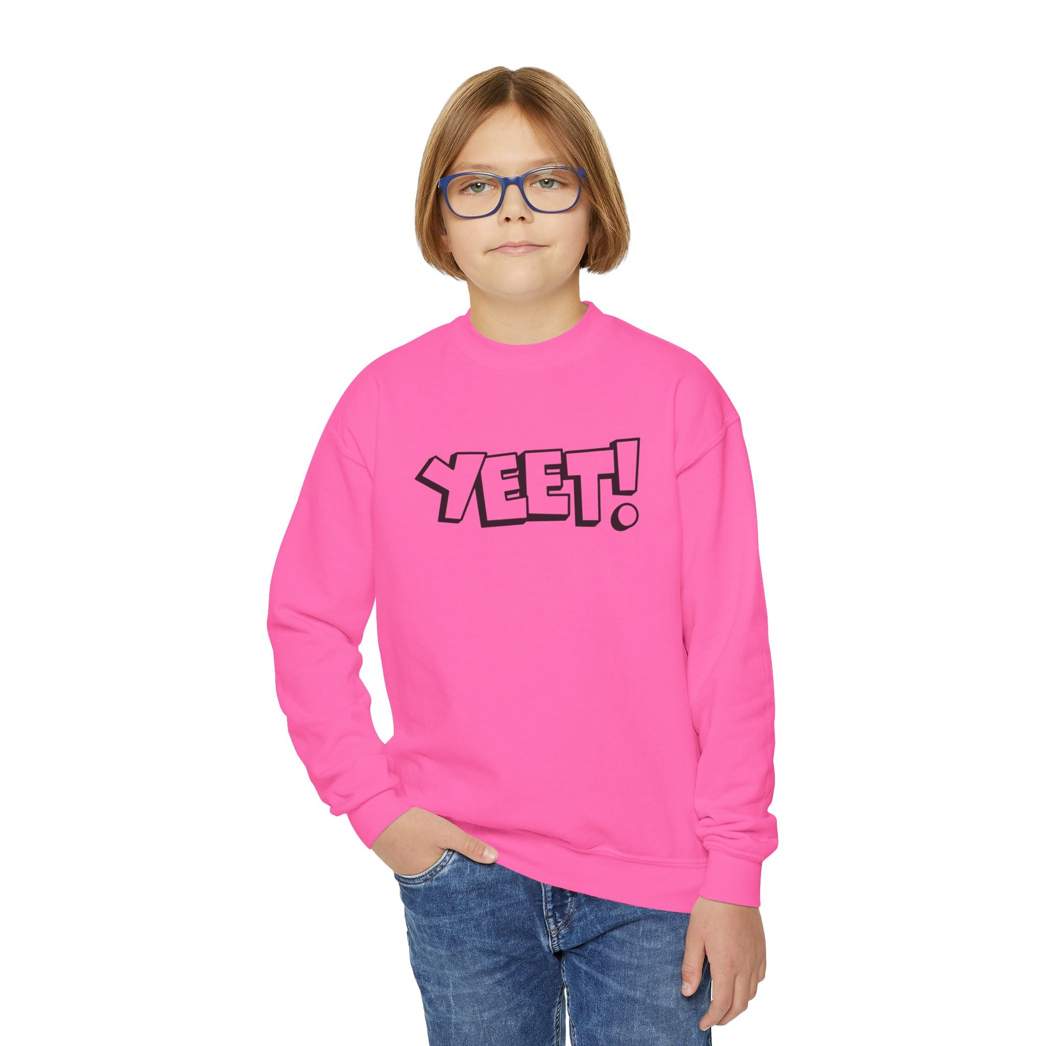 Yeet, Youth Sports Fan Crewneck Sweatshirt for Kids, Perfect Gift for Kids, Unisex Sweatshirt, Casual Outwear, Graphic Sweatshirt