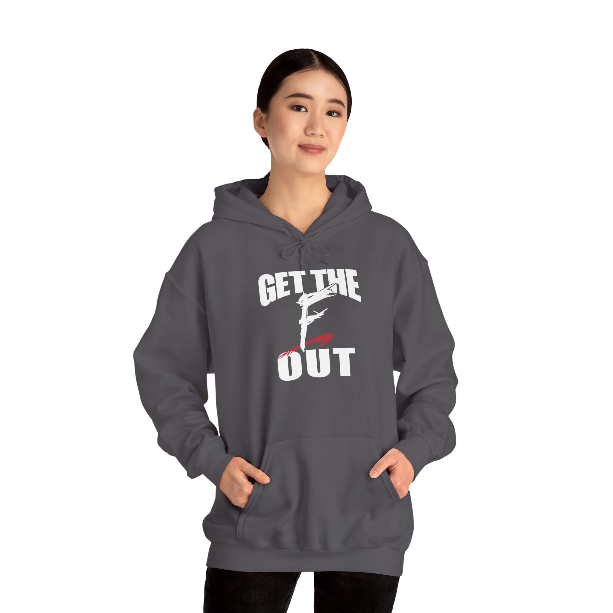 " Get The " F " Out Hoodies, Gift for Her - Gift for Him, Sports Fan Wrestling Unisex Hooded Sweatshirt, Casual Outwear