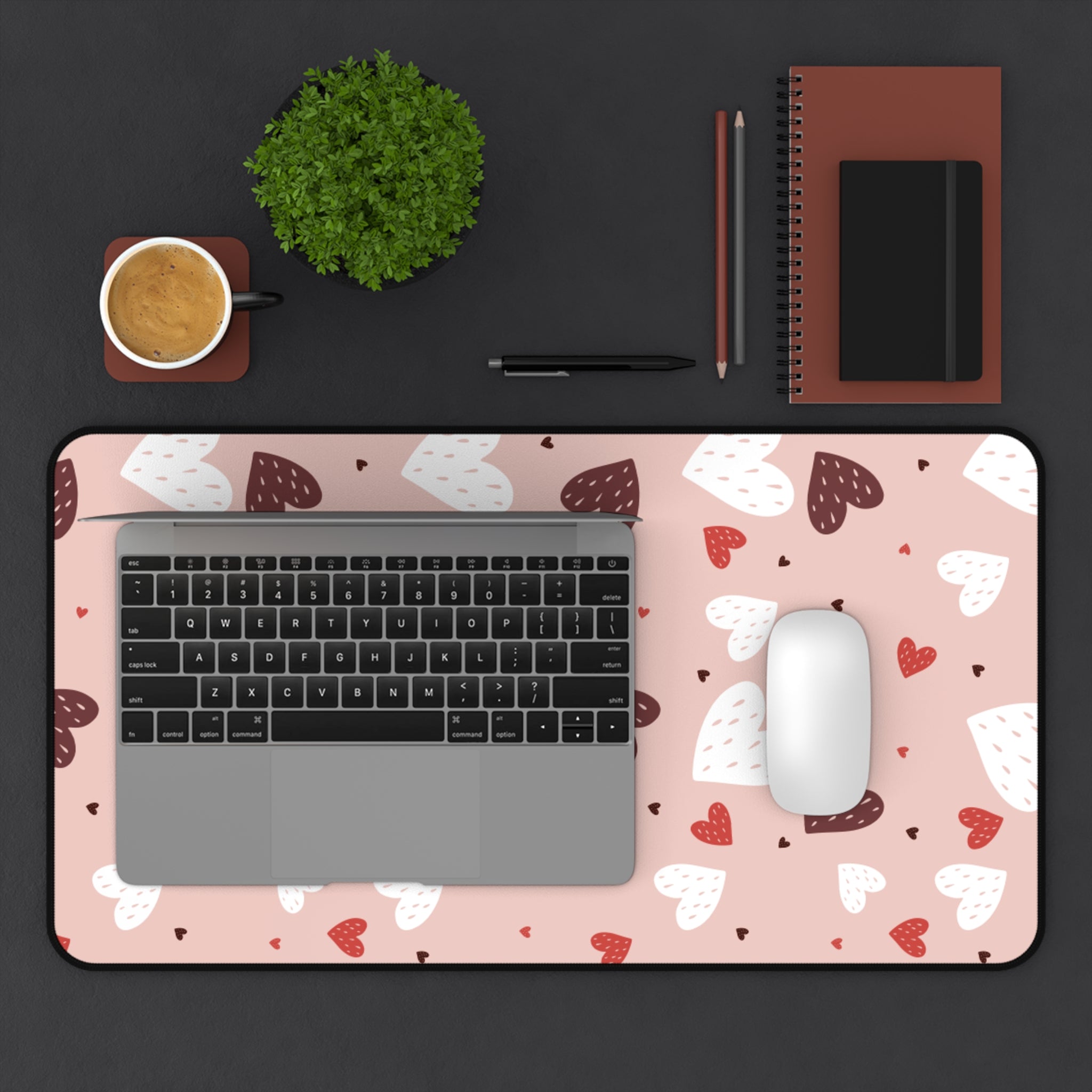 Colorful Hearts Valentines Gift, Mouse Pad, Desk Matt for Desktop, Cute Desk Pad Mat, XXL Large Mouse Pad for Desk, Anti-Slip Big Mousepad with Stitched Edges, Keyboard Pad Mouse Mat for Computer