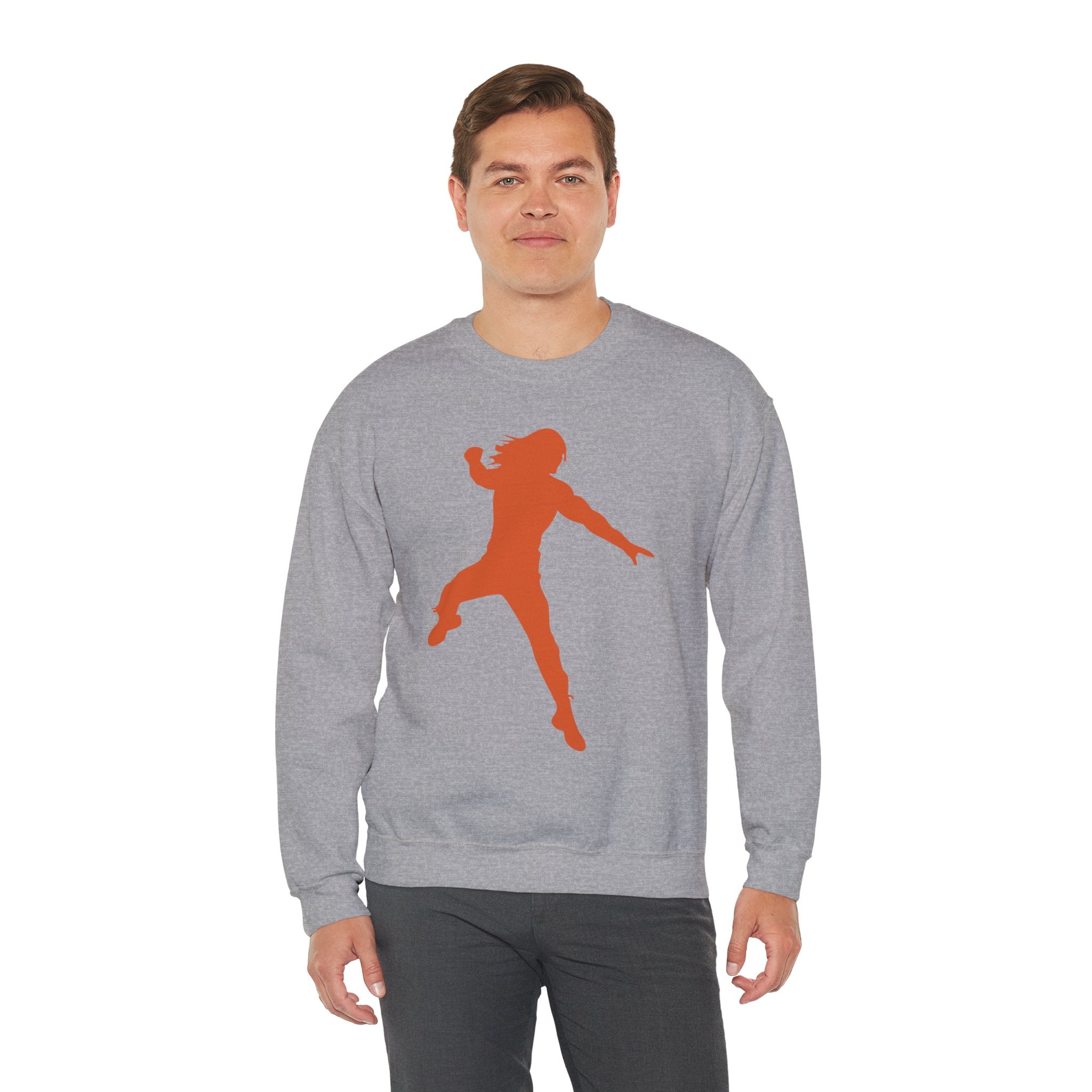 Roman Reigns Orange Design, Wrestling Fan Unisex Sweatshirt - Gift for Him or Her, Casual Outwear, Graphic Design, Heavy Blend Crewneck Sweatshirt