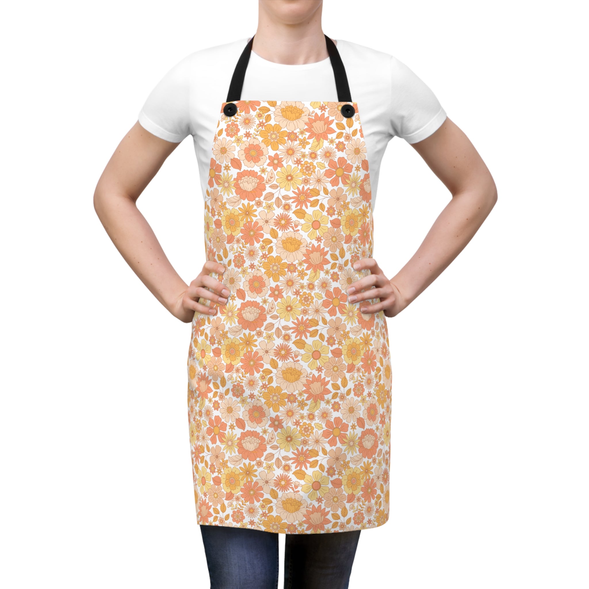 Retro Floral Design, Unisex Apron, Apron for Her, Apron for Him, Food Lover, Kitchen Accessories