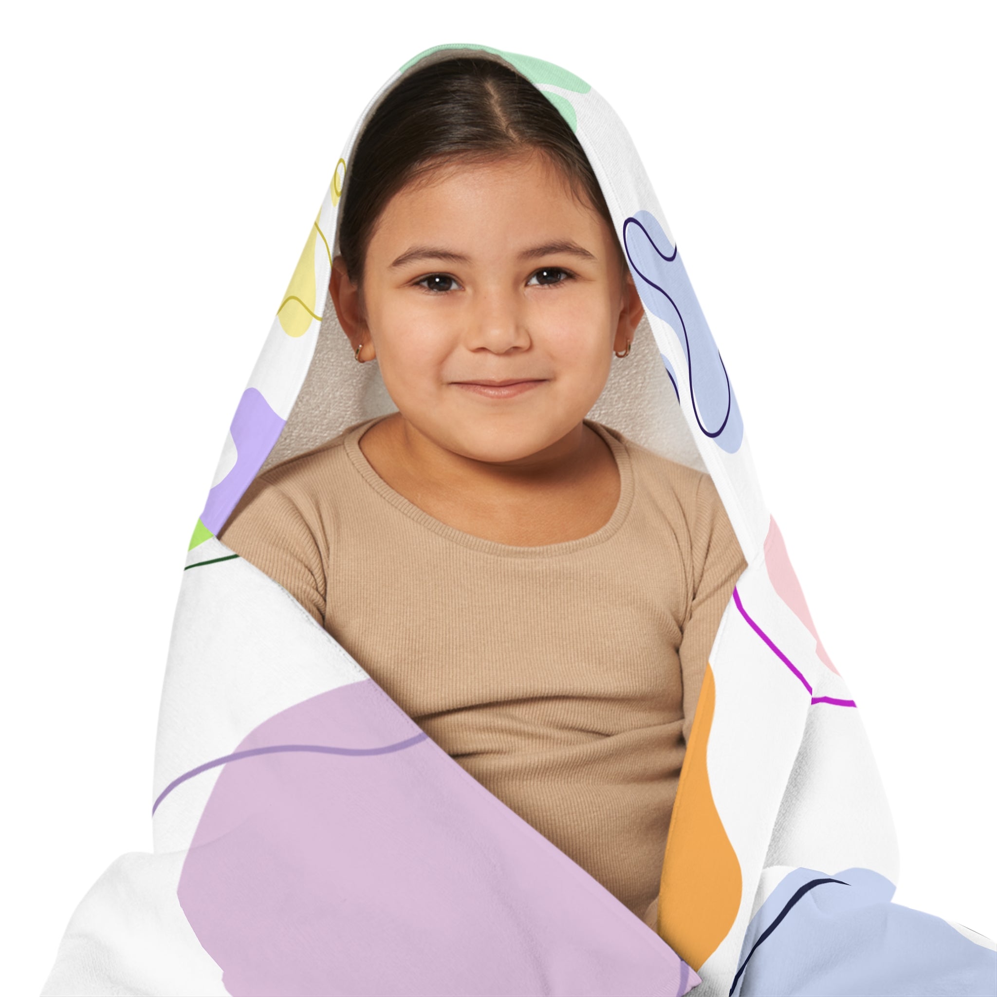 Colorful Pastel Soft Blob Dinosaur Kids Hooded Towel, Cute Designs - Youth Hooded Towel