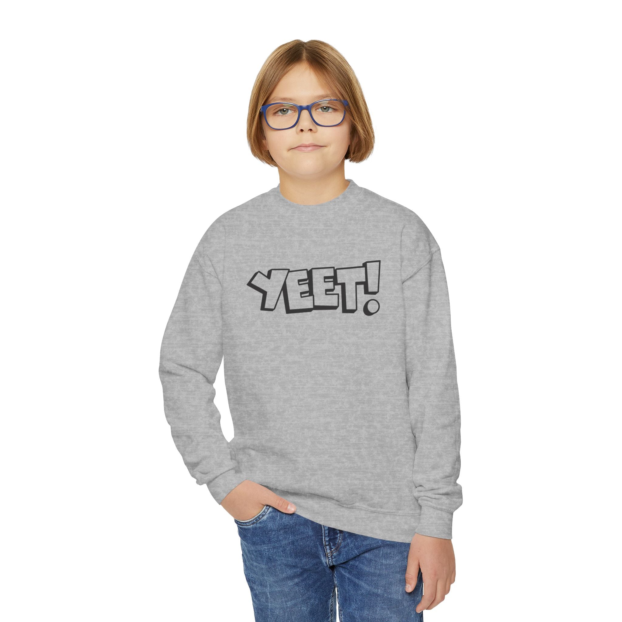 Yeet, Youth Sports Fan Crewneck Sweatshirt for Kids, Perfect Gift for Kids, Unisex Sweatshirt, Casual Outwear, Graphic Sweatshirt