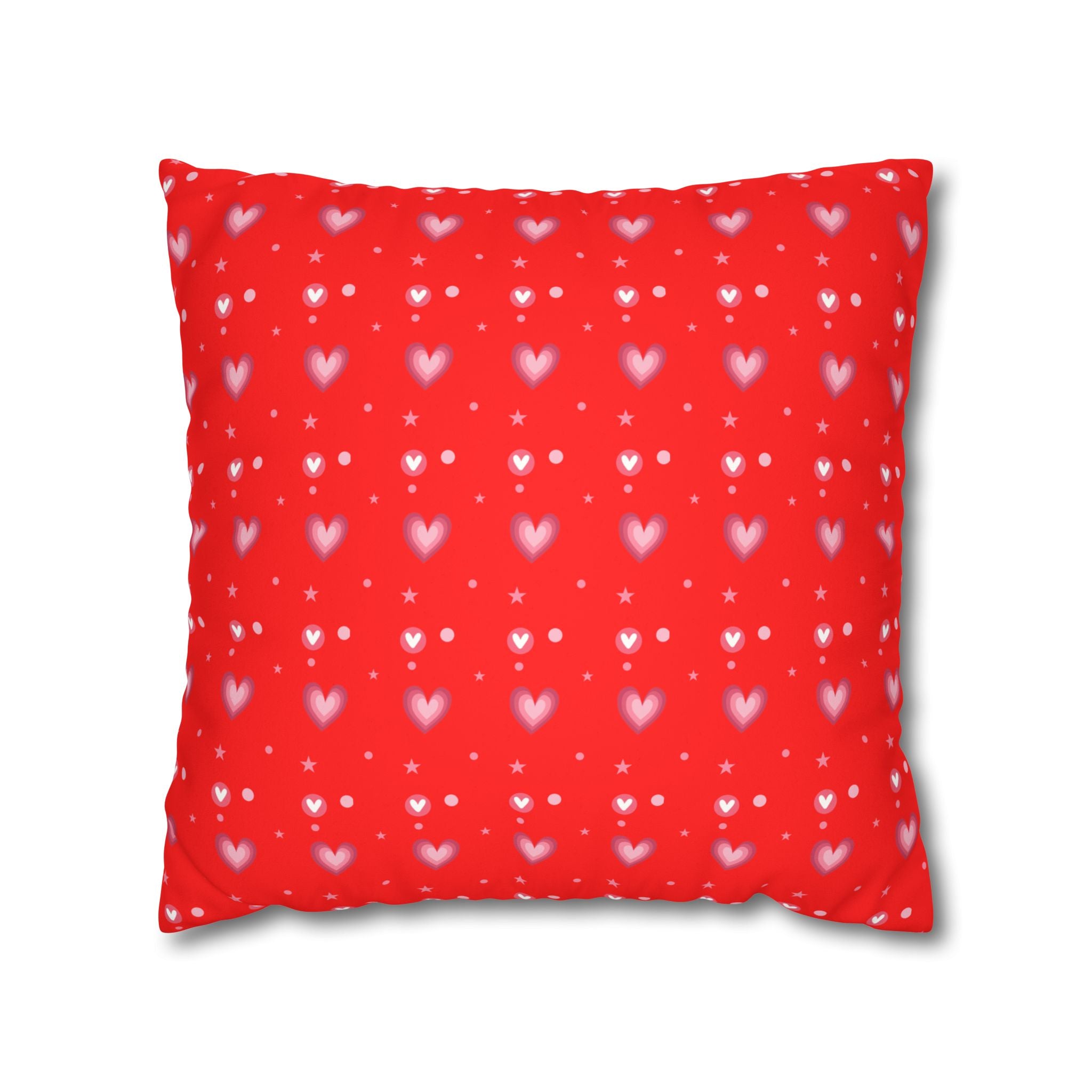 Square Pillowcase - Hearts Valentines - Decorative Pillows Cushion Covers for Couch Chair Bedroom Valentines Decorative, Faux Suede, Home Decor