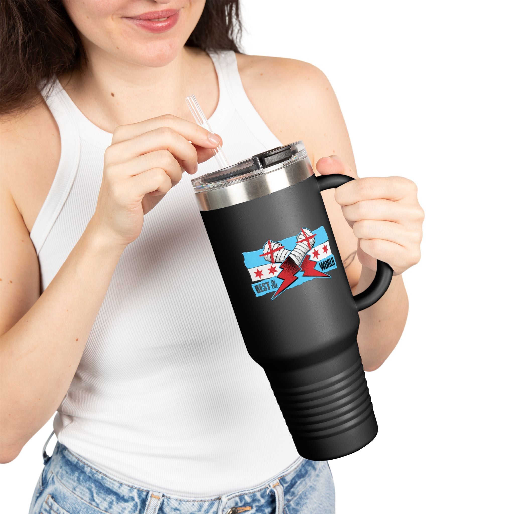 Best in The World CM Punk Fag Graphic Design,  Insulated Travel Mug, Gift for Her Gift for Him - 40oz, Gift for Her, Gift for Him