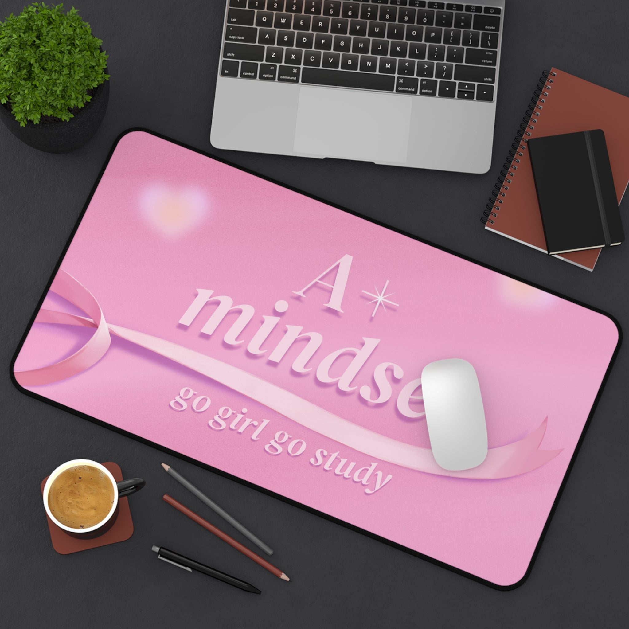 A+ Mindset, Valentines Gift, Mouse Pad, Desk Matt for Desktop, Cute Desk Pad Mat, XXL Large Mouse Pad for Desk, Anti-Slip Big Mousepad with Stitched Edges, Keyboard Pad Mouse Mat for Computer