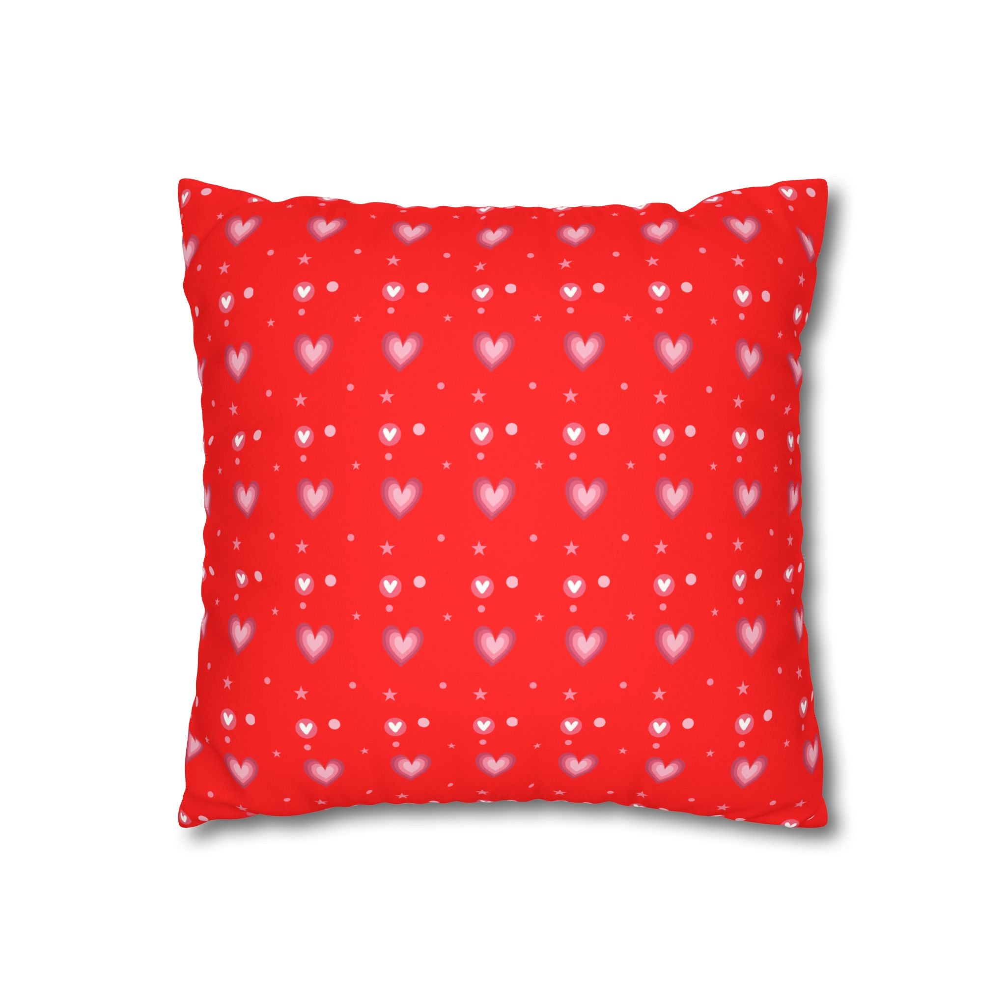 Square Pillowcase - Hearts Valentines - Decorative Pillows Cushion Covers for Couch Chair Bedroom Valentines Decorative, Faux Suede, Home Decor