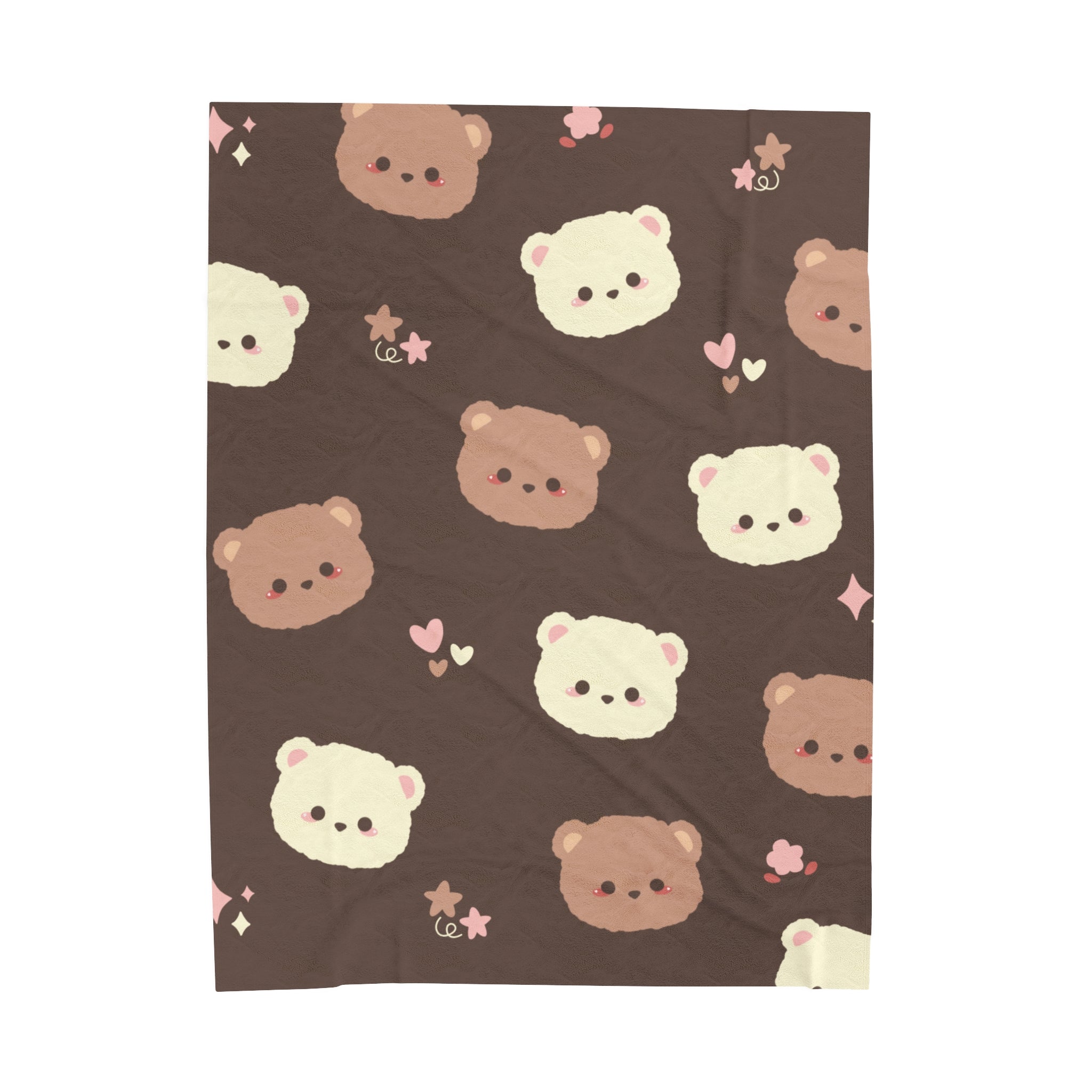 Brown Cute Bear Design Velveteen Plush Blanket, Gift for Boys and Girls, Cozy Throw Blanket, Children's Bedroom Decor, Nursery Bedding