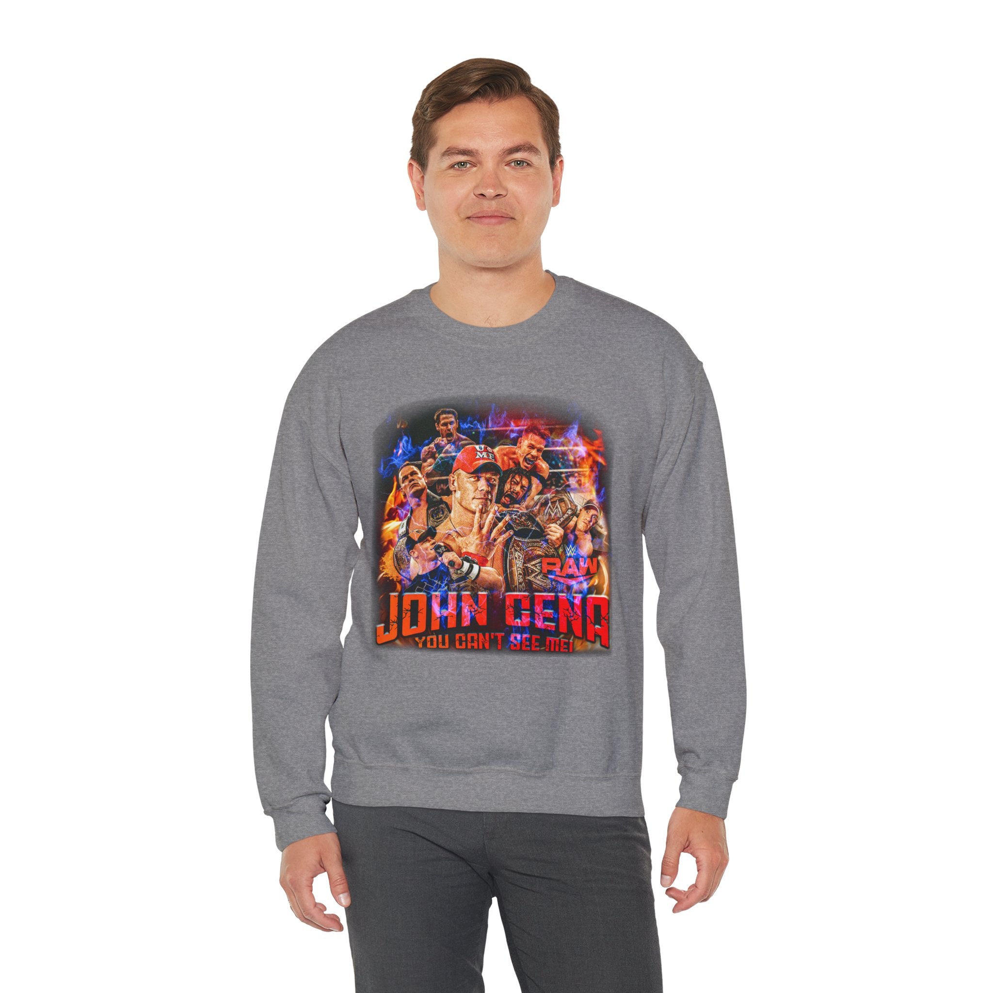 John Cena " You Can't See Me" Sweatshirt, Sports Sweatshirt, Wrestling Fan Unisex Sweatshirt - Gift for Him or Her, Casual Outwear, Heavy Blend Crewneck Sweatshirt