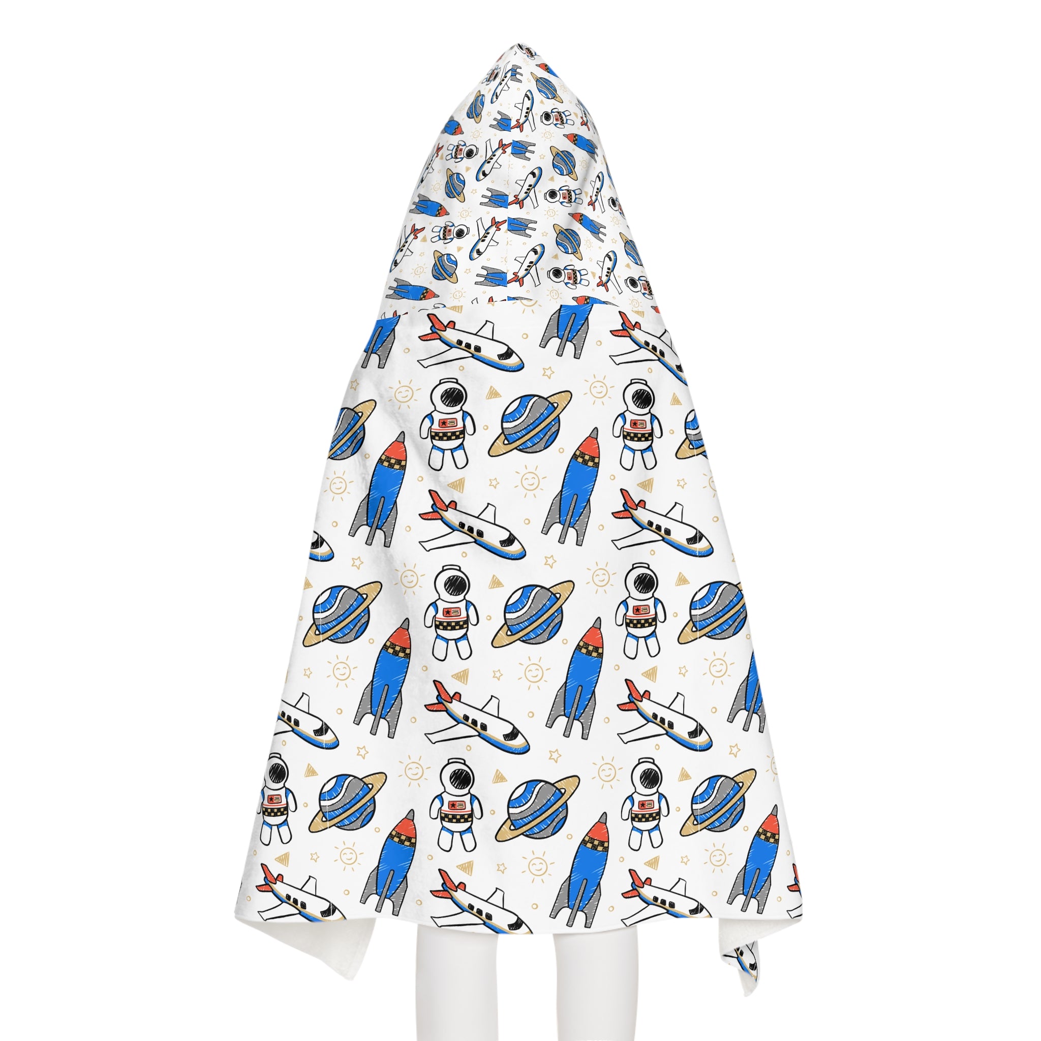 Airplanes and Space Design Hooded Towel, Cute Designs - Youth Hooded Towel