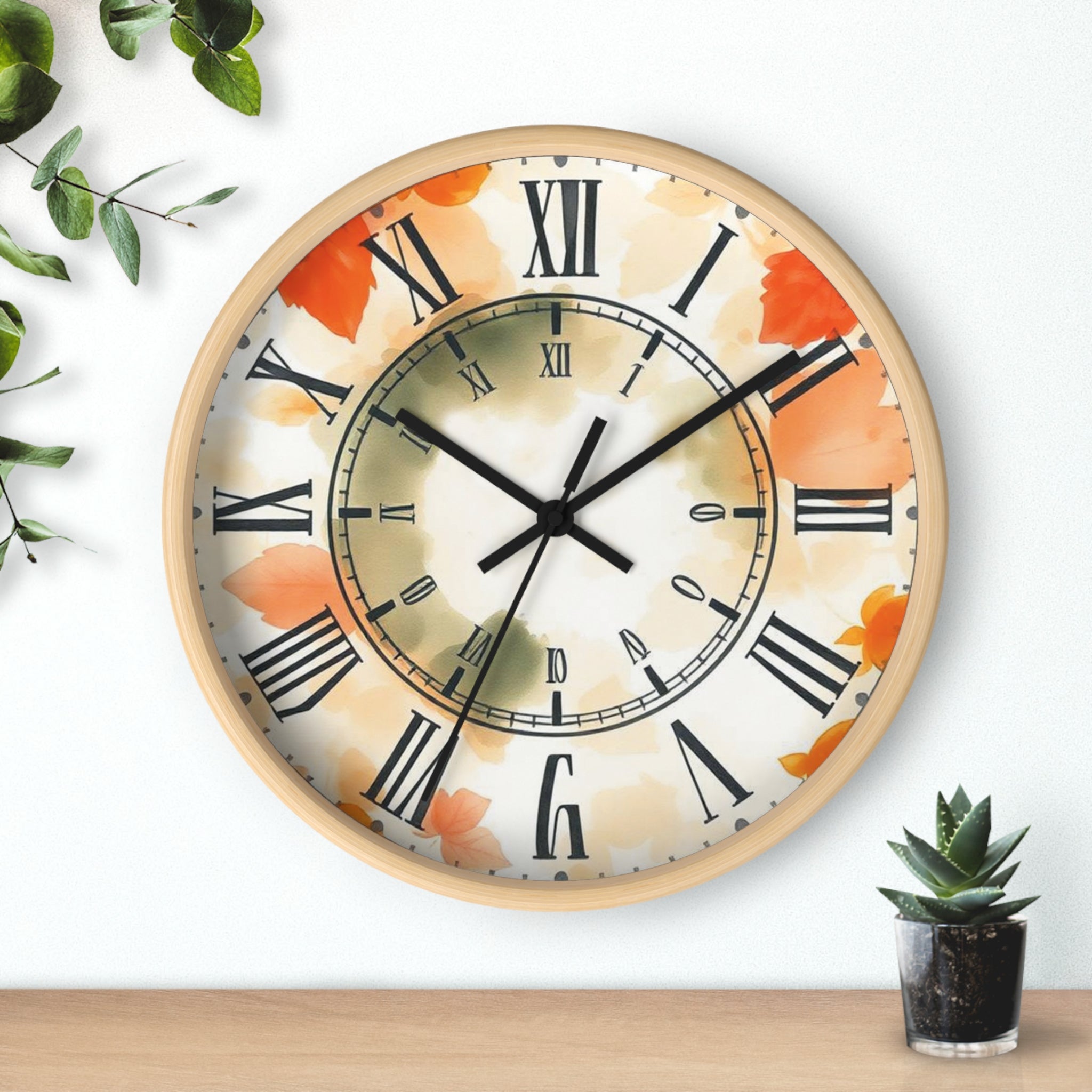 Autumn Design Elegant Wall Clock, Home Decor, Wall Art