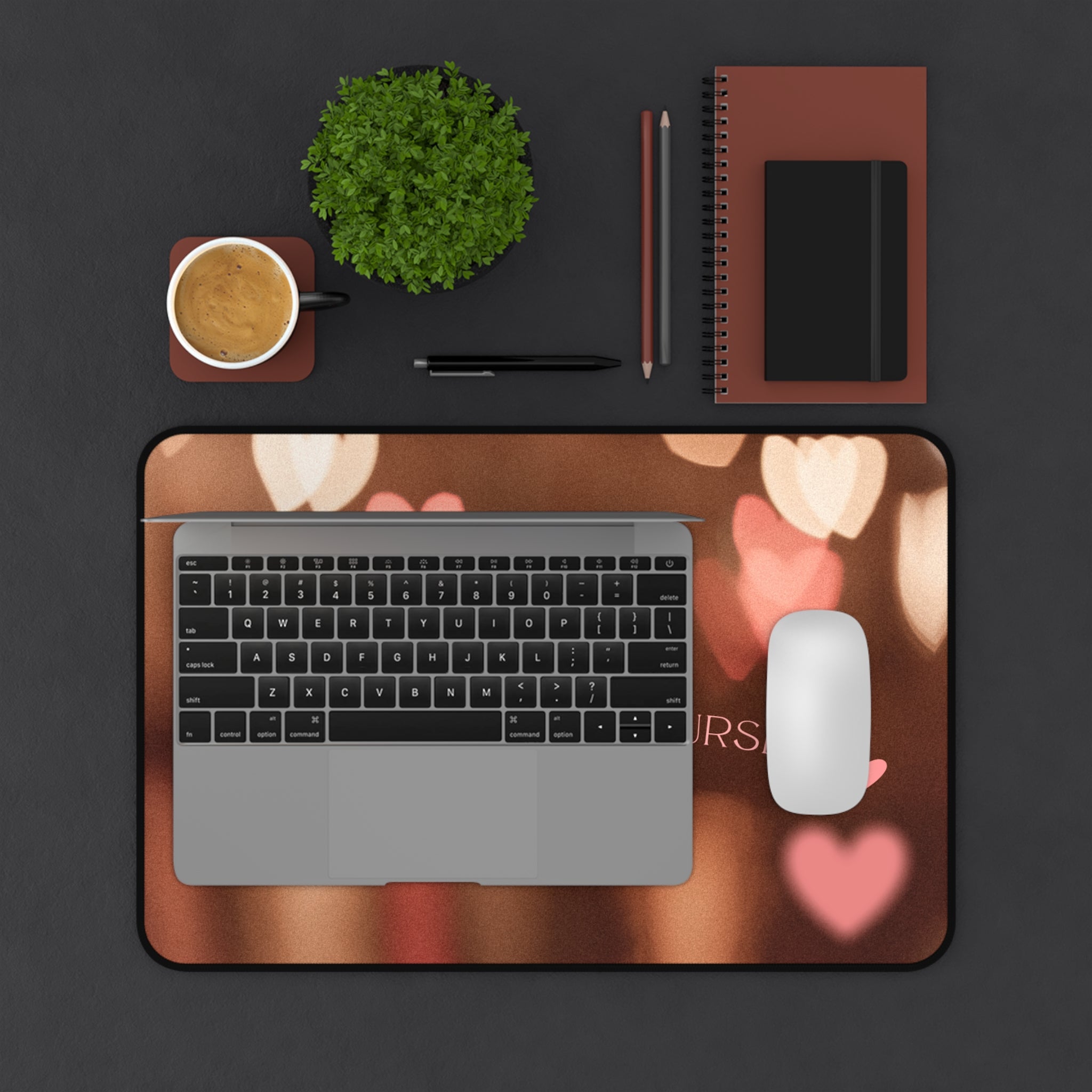 Pink and Brown Soft Aesthetic, Valentines Gift, Mouse Pad, Desk Matt for Desktop, Cute Desk Pad Mat, XXL Large Mouse Pad for Desk, Anti-Slip Big Mousepad with Stitched Edges, Keyboard Pad Mouse Mat for Computer