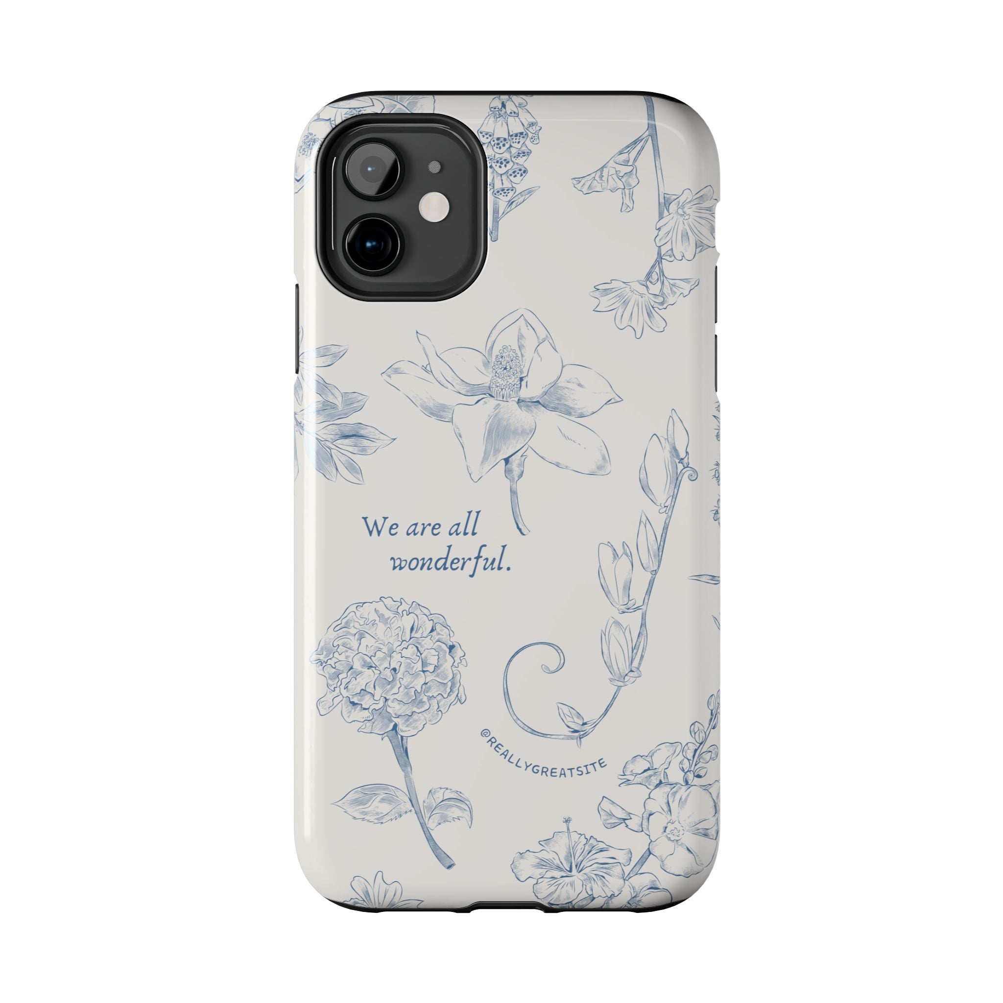 Dusty Blue Cream " We Are All Wonderfull", Elegant Phone Cases, Stylish Phone Covers, Chic Phone Protectors, Fashionable Case for Her, Trendy Smartphone Accessories