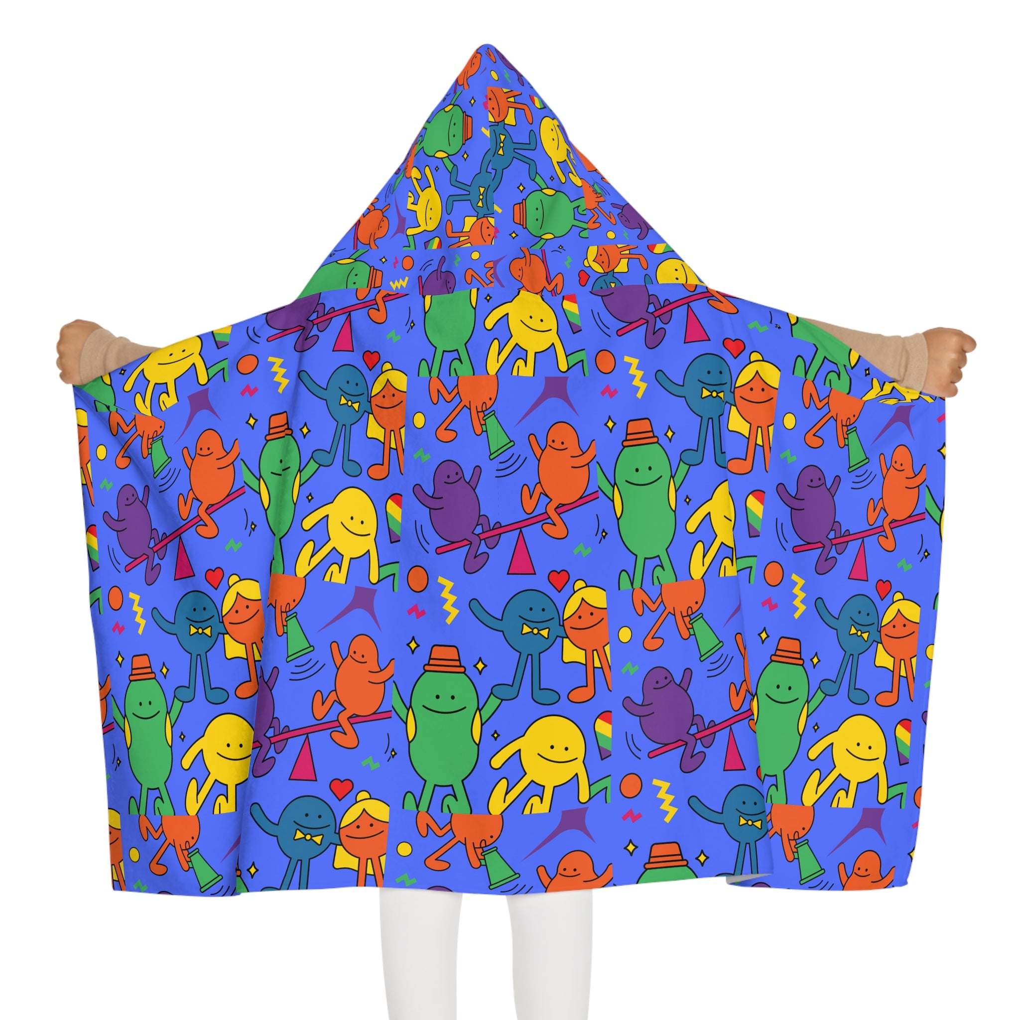 Colorful Cartoon Design Hooded Towel, Cute Designs - Youth Hooded Towel