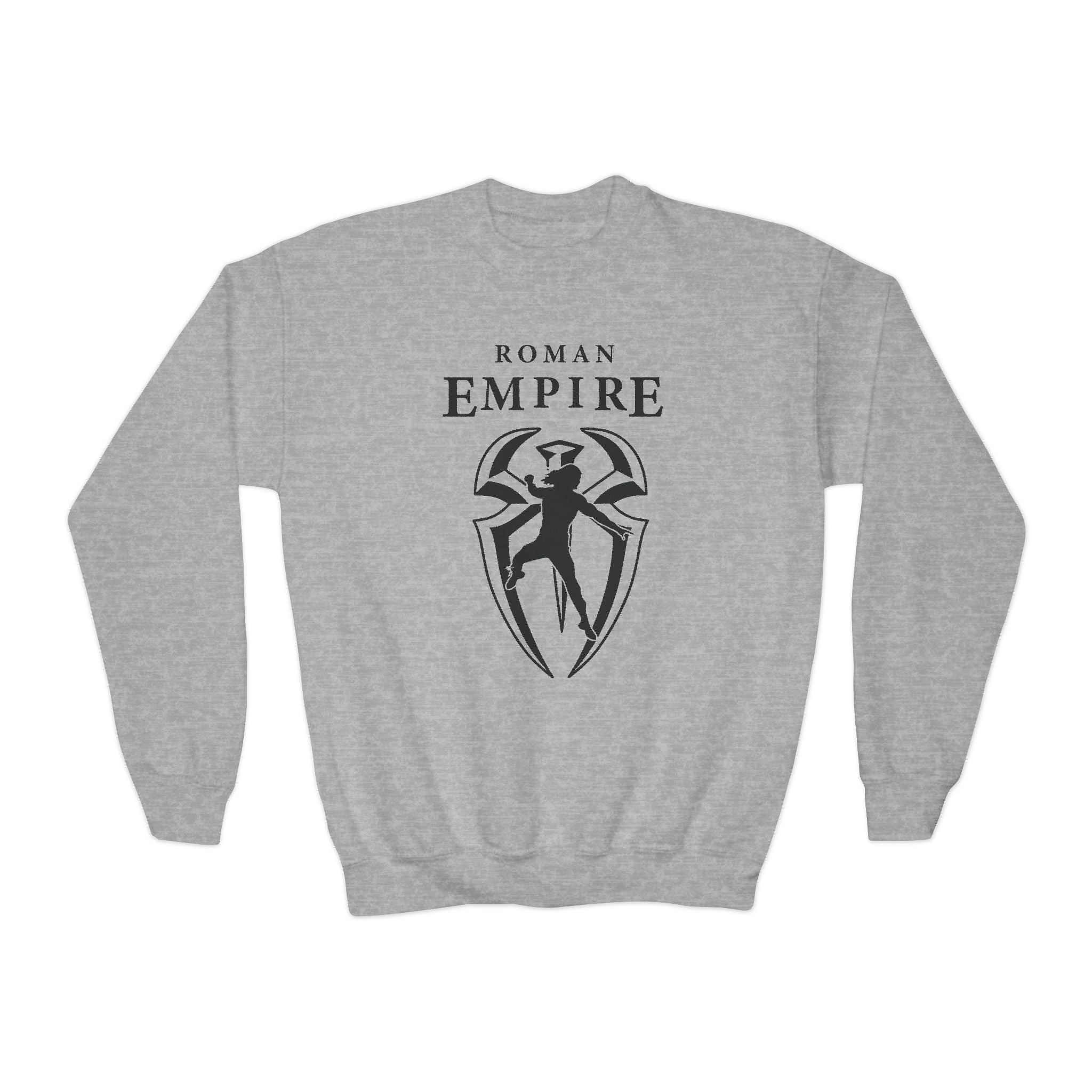 Roman Empire, Roman Reigns Jump Graphic Logo Design, Youth Sports Fan Crewneck Sweatshirt for Kids, Perfect Gift for Kids, Unisex Sweatshirt, Casual Outwear