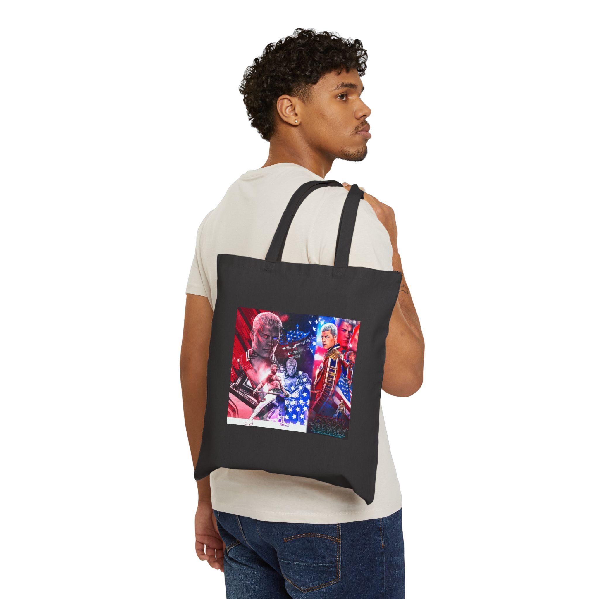 Cody Rhodes Portrait Graphic Design, Sports Fan Tote Bag, Unisex , Gift Tote Bag for Him-Her