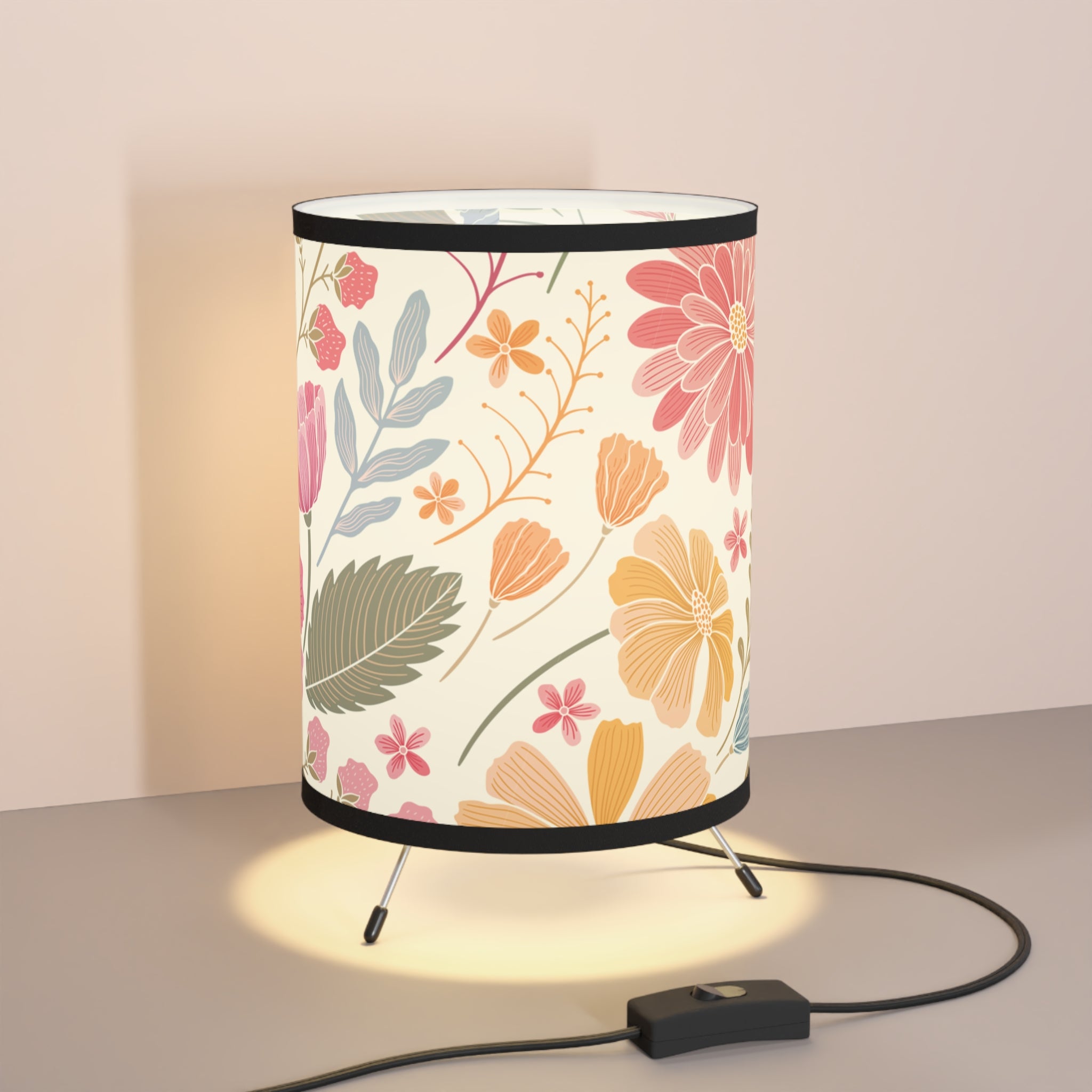 Yellow Red Blue Bright Floral Lamp, Desk Lamp for Bedroom, Living Room, Modern Style, Floral Bedside Lamp, Home Decor