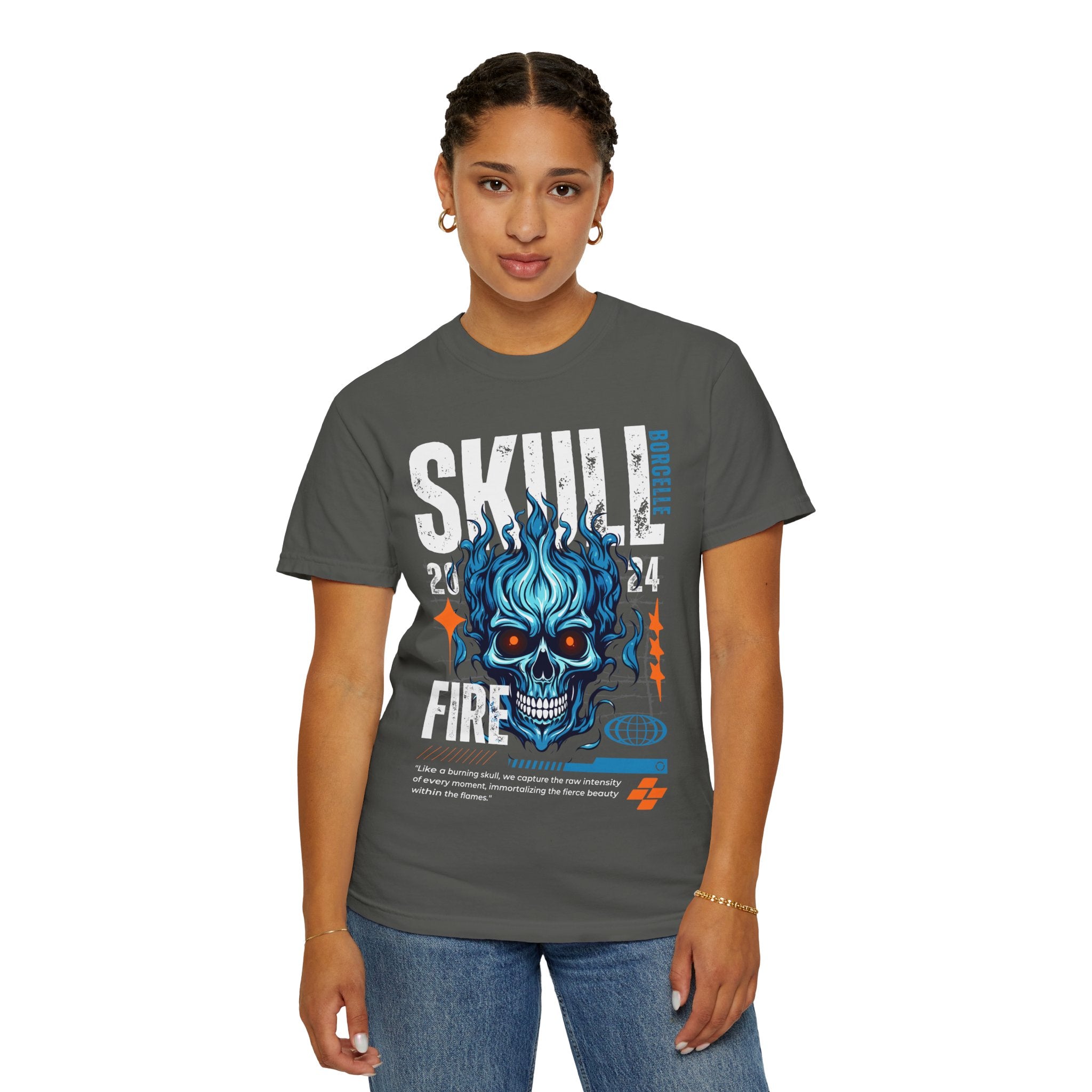 Skull Fire, Graphic Design Unisex T-shirt, Casual Cotton Outwear, Gift for Him- Gift for Her, Stylish Tee, Cool Shirt, Trendy Apparel, Comfortable Top,