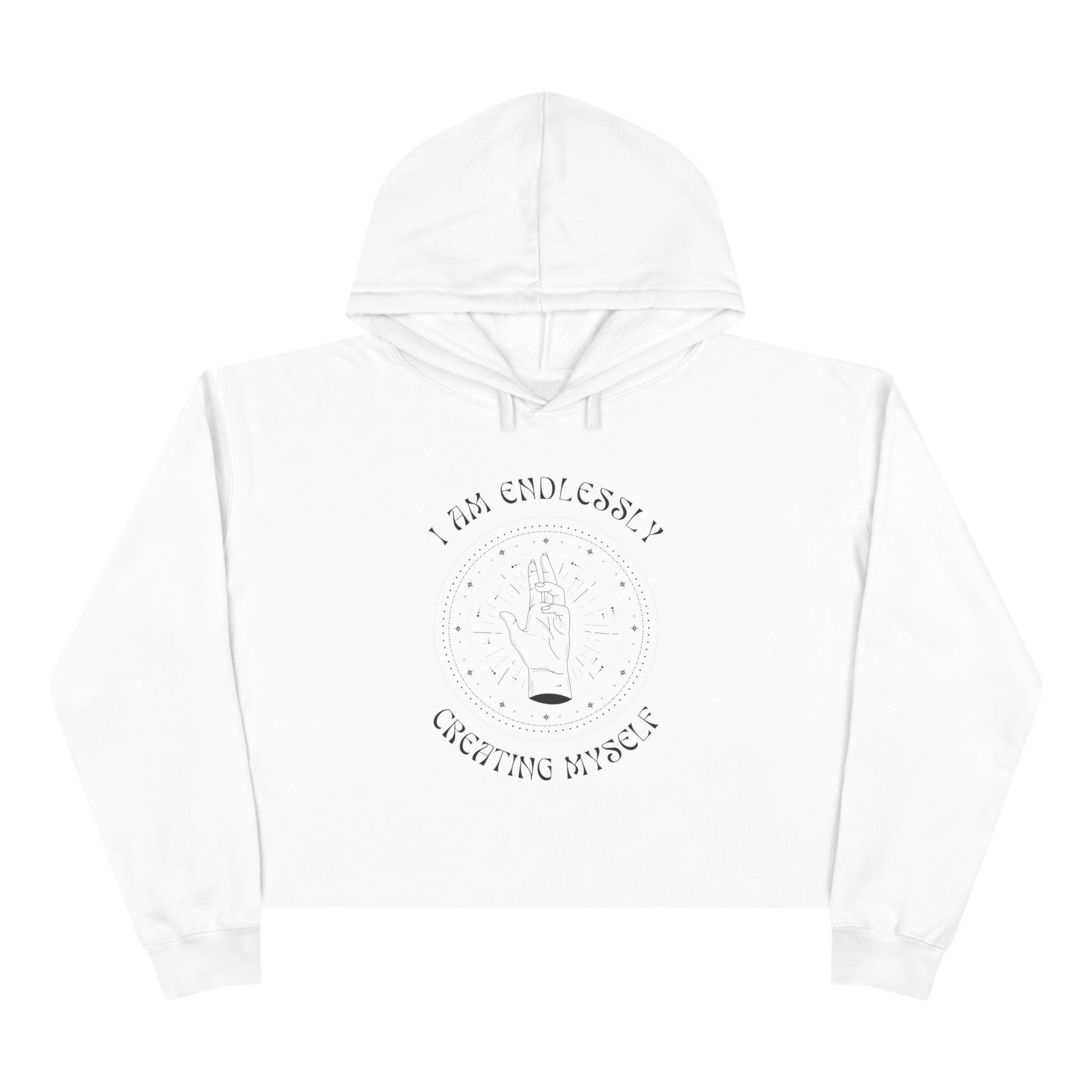 Creating Myself, Casual Hoodie, Women's Cropped Sweatshirt Fleece Pullover, Crop Hoodie for Women, Long Sleeve Crop Top, Cozy Cropped Hooded