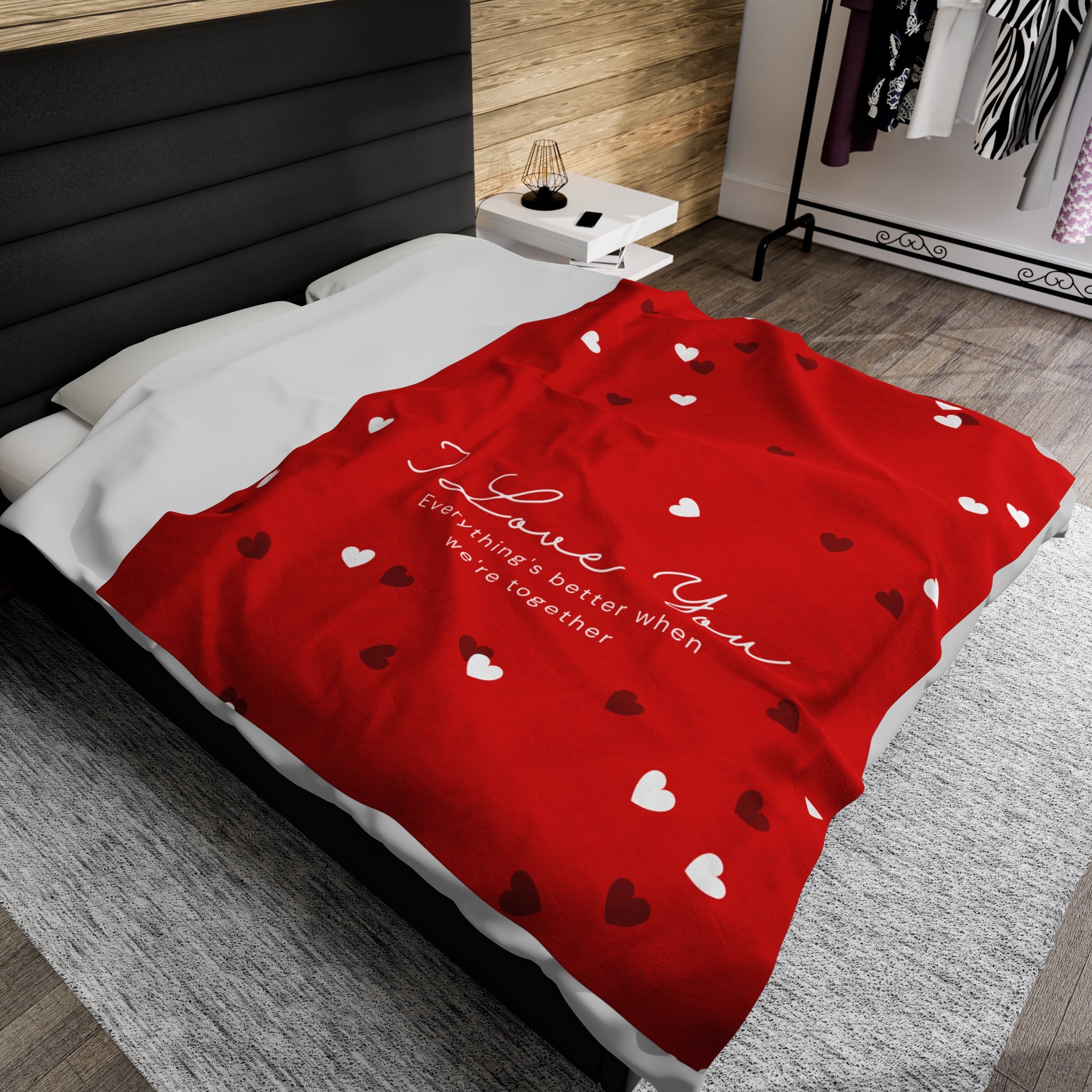 Fleece Blanket - Red Simple Hearts Love You - Valentine's Couple Gifts for Men, Women - Super Cozy Comfy - Christmas, Wedding, Anniversary, Birthday Gifts for Him, Her, Gifts for Boyfriend, Girlfriend