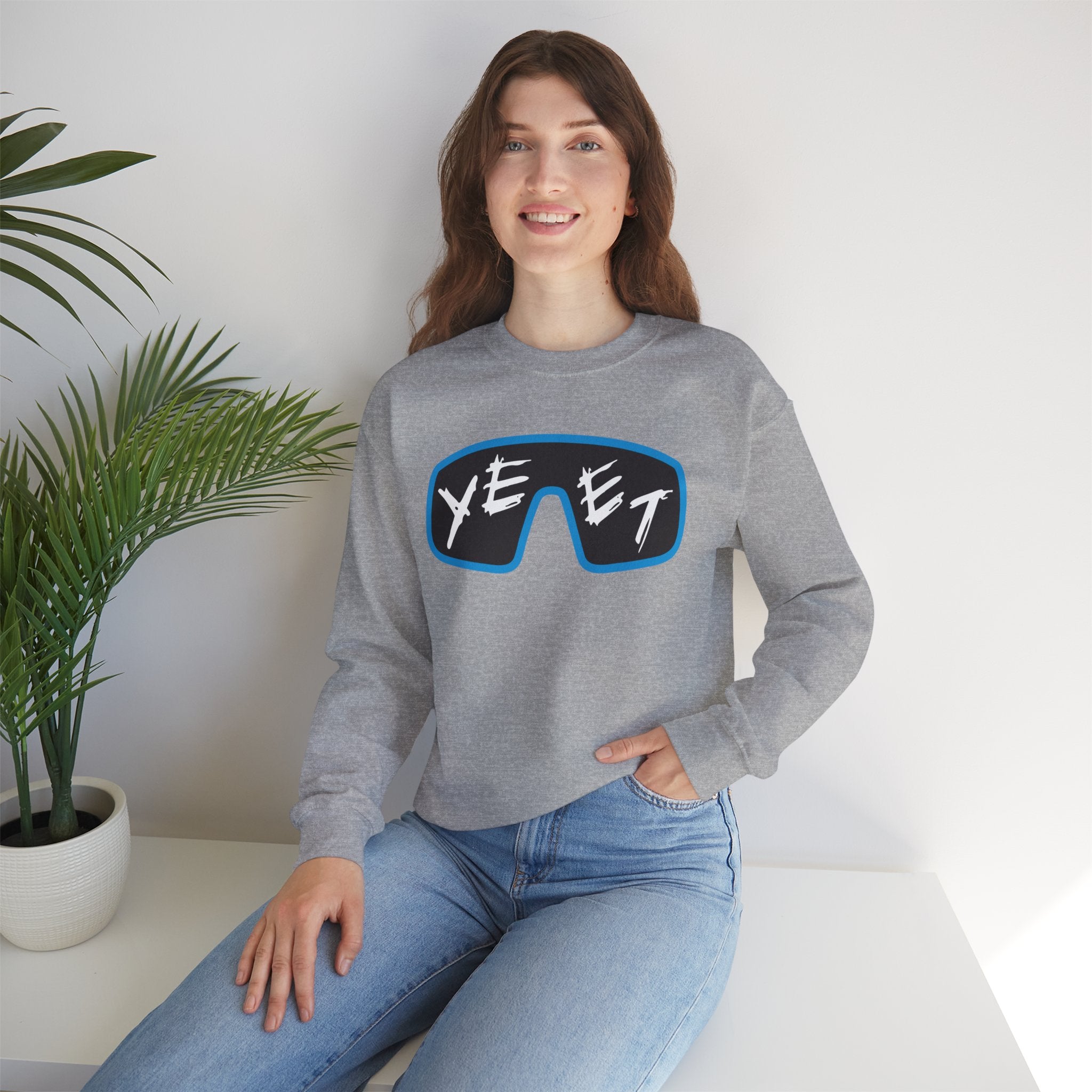 Yeet Glasses Sweatshirt, Wrestling Fan Unisex Sweatshirt - Gift for Him or Her, Casual Outwear, Heavy Blend Crewneck Sweatshirt