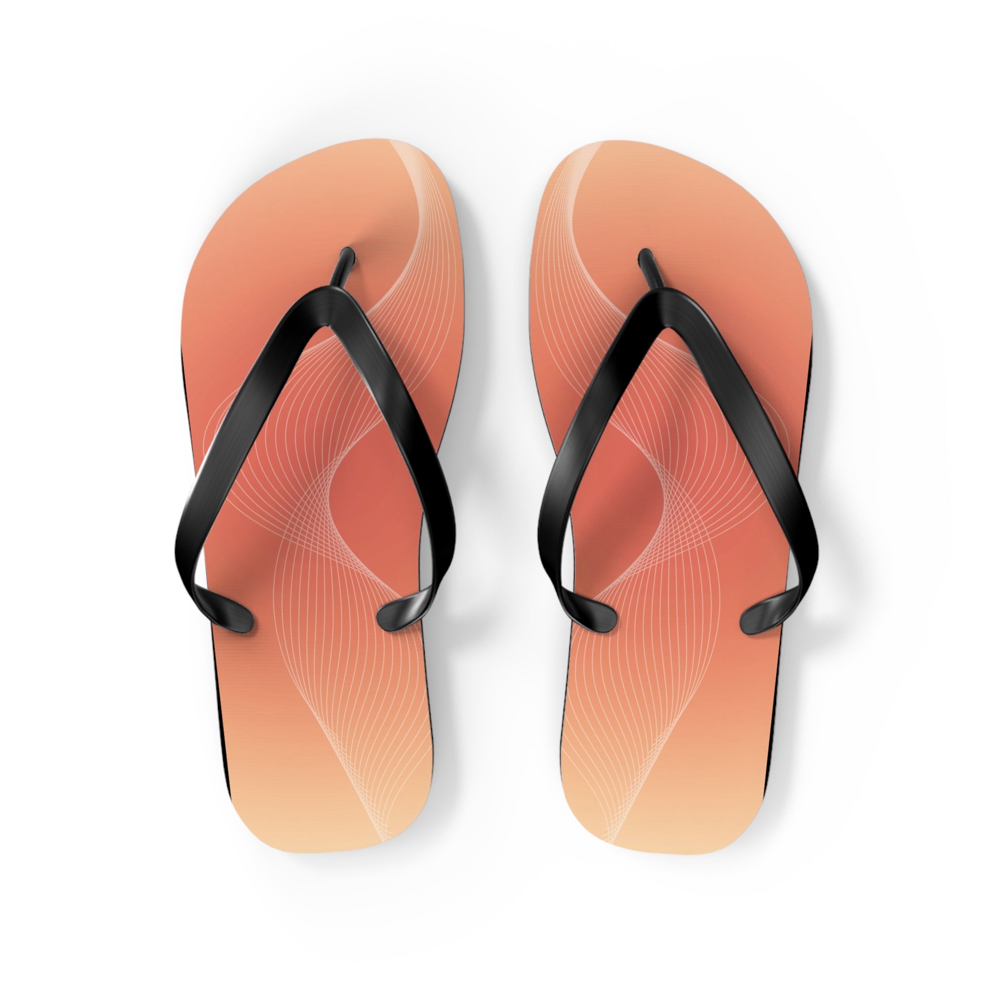 Beige and Orange Gradient Design, Flip Flops for Women, Cute Designs, Everyday Use, Indoor Sleepers