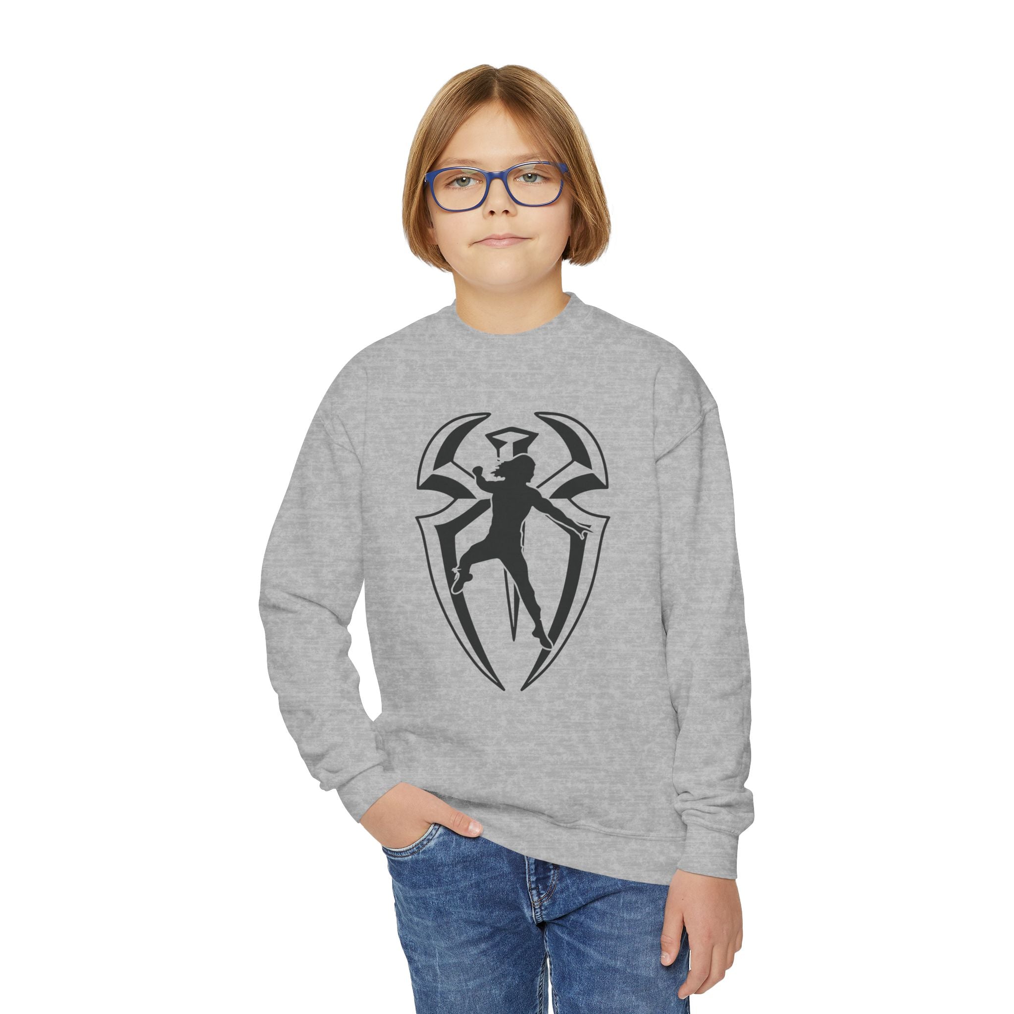 Roman Reigns Jump Graphic Logo Design, Youth Sports Fan Crewneck Sweatshirt for Kids, Perfect Gift for Kids, Unisex Sweatshirt, Casual Outwear