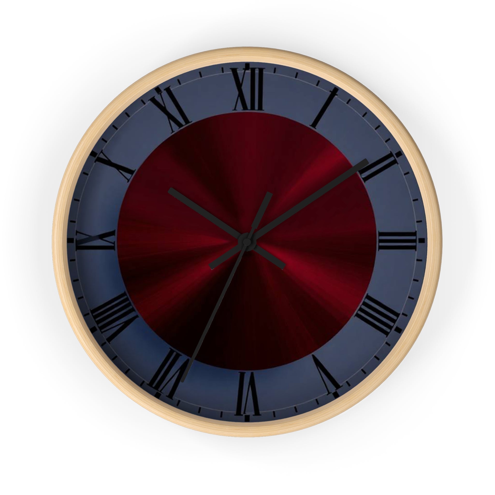 Burgundy and Deep Blue Design Elegant Wall Clock, Home Decor, Wall Art