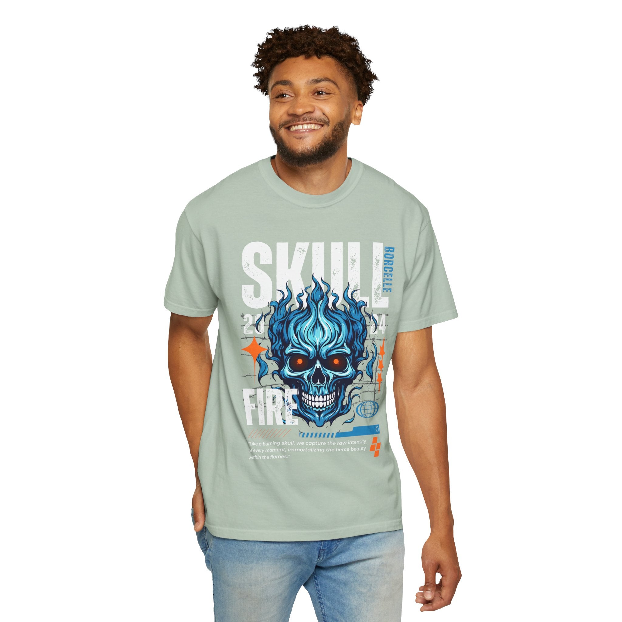 Skull Fire, Graphic Design Unisex T-shirt, Casual Cotton Outwear, Gift for Him- Gift for Her, Stylish Tee, Cool Shirt, Trendy Apparel, Comfortable Top,