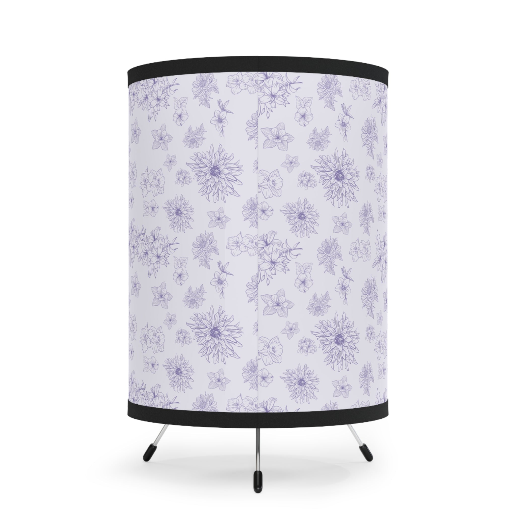 Purple Flower Pattern Lamp, Desk Lamp for Bedroom, Living Room, Modern Style, Floral Bedside Lamp, Home Decor