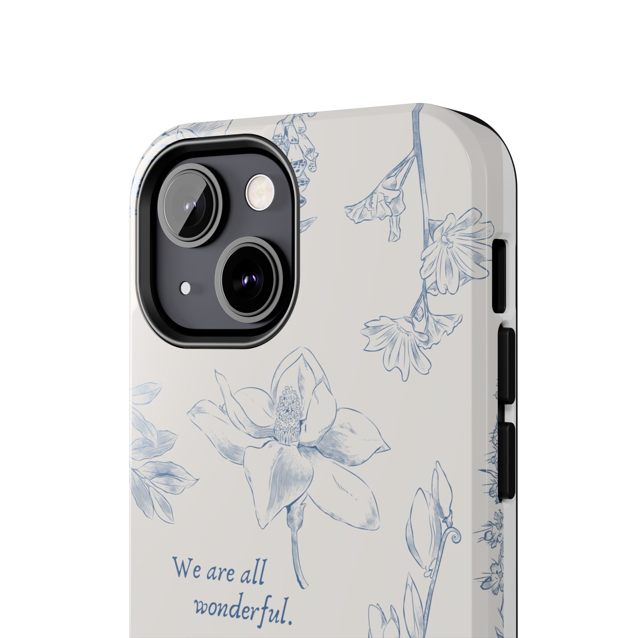 Dusty Blue Cream " We Are All Wonderfull", Elegant Phone Cases, Stylish Phone Covers, Chic Phone Protectors, Fashionable Case for Her, Trendy Smartphone Accessories