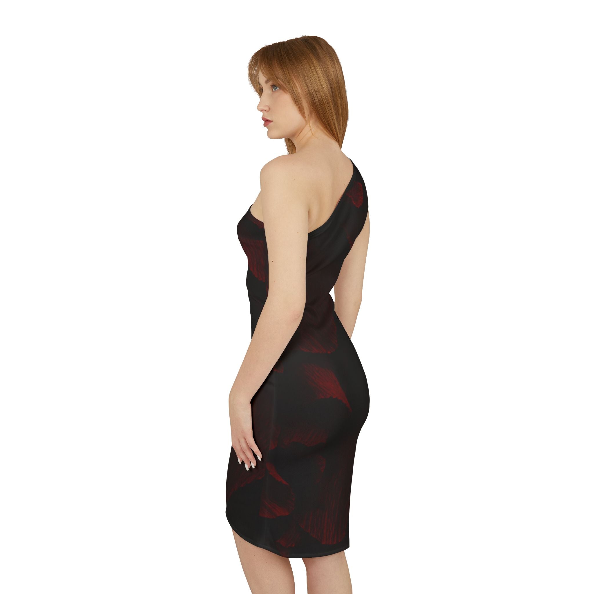 Dark Red Sexy Elegant One Shoulder Dress, Bodycon Party Cocktail Dress, Valentines, Birthday Outfit, Sleeveless Fitted Dress