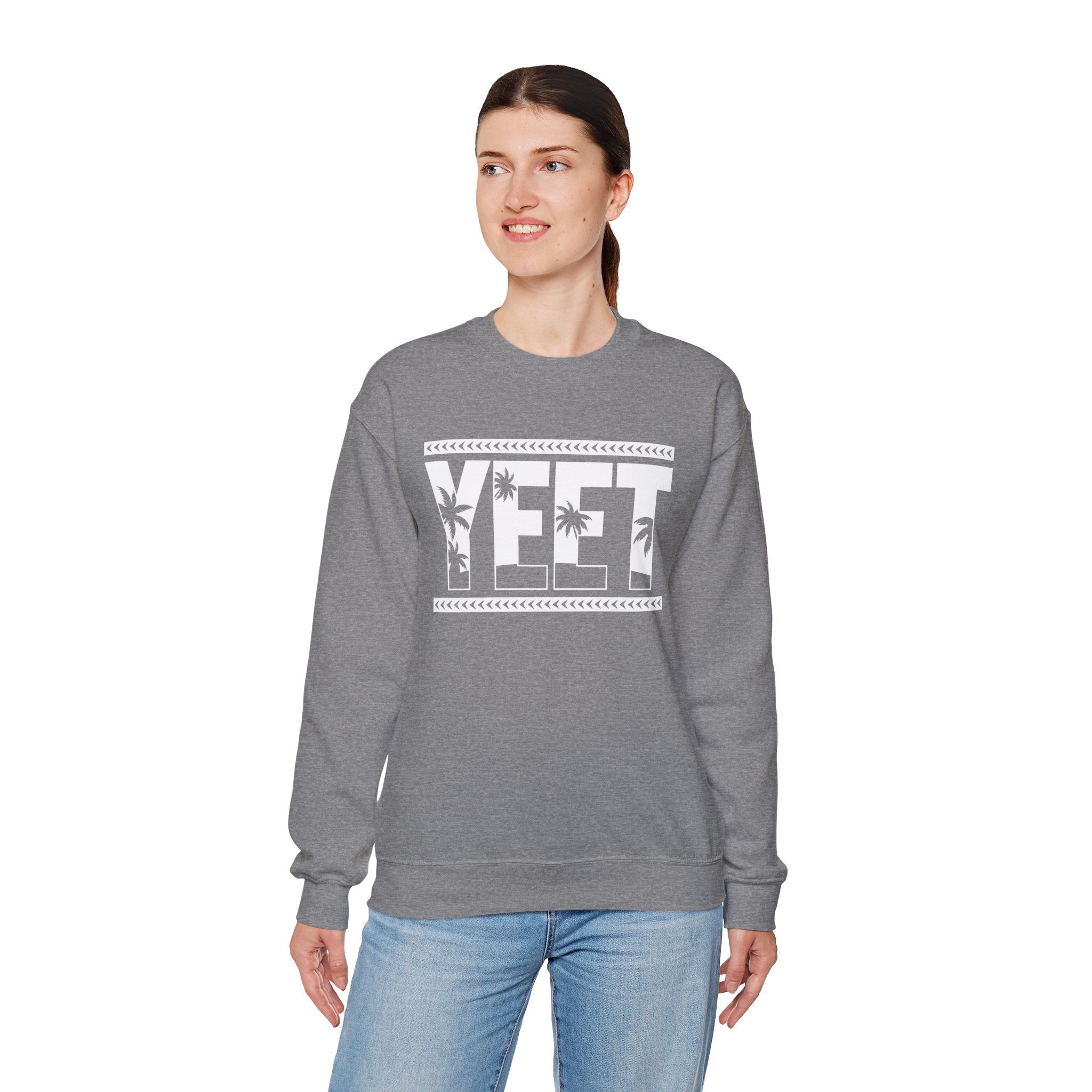 White Yeet Sweatshirt, Wrestling Fan Unisex Sweatshirt - Gift for Him or Her, Casual Outwear, Heavy Blend Crewneck Sweatshirt