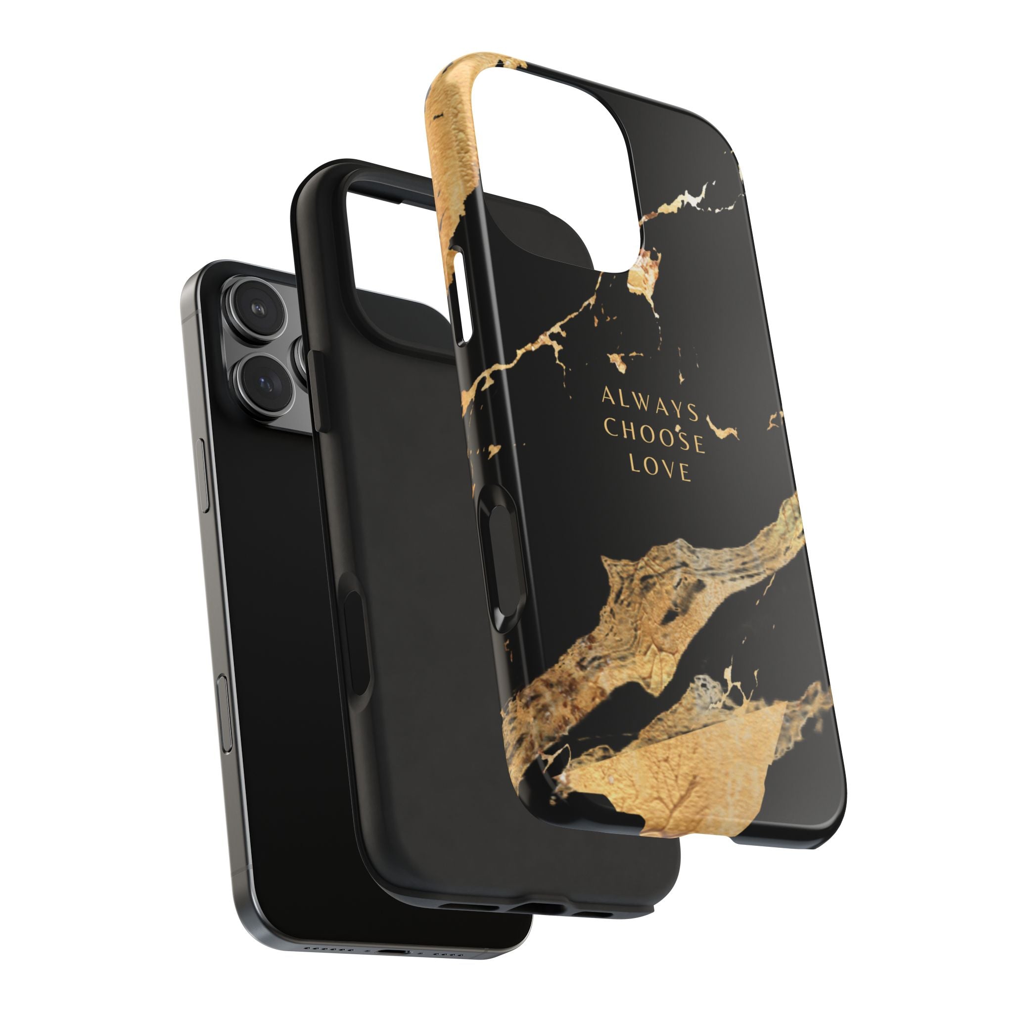 Black Gold Always Choose Love, Elegant Phone Cases, Stylish Phone Covers, Chic Phone Protectors, Fashionable Case for Her, Trendy Smartphone Accessories