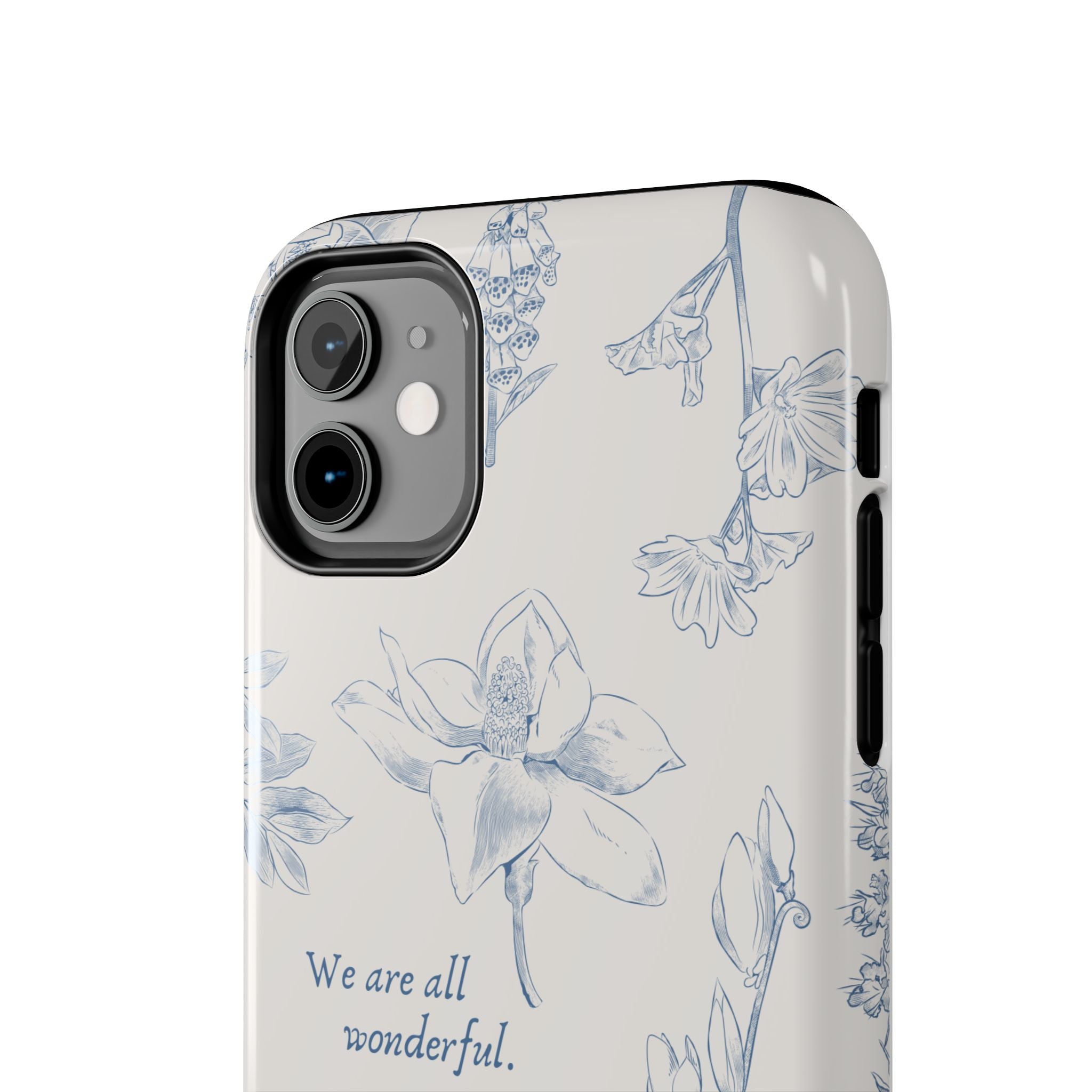 Dusty Blue Cream " We Are All Wonderfull", Elegant Phone Cases, Stylish Phone Covers, Chic Phone Protectors, Fashionable Case for Her, Trendy Smartphone Accessories