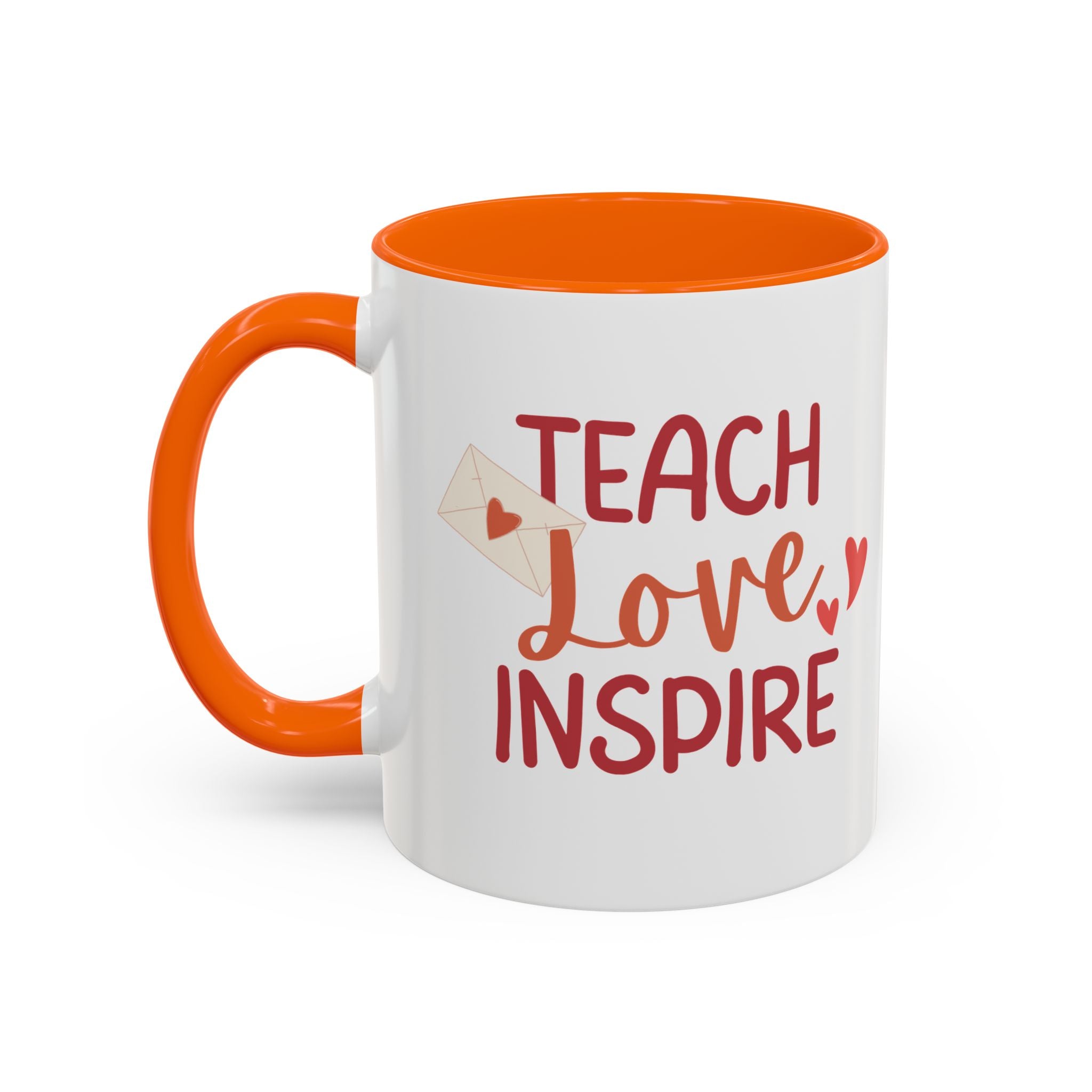 Teach, Love, Inspire Valentine's Design,  Holiday Drinkware, Valentines, Christmas Birthday Gifts for Teachers, Coffee Mug for Teacher Valentines Day,