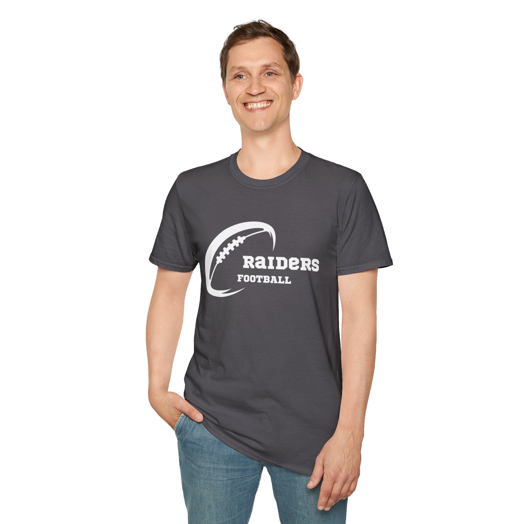 All White Raiders Fan Football Shirt, Unisex Softstyle T-Shirt, Football Fan Tee, Football Fan Gift, Sports Fan Apparel