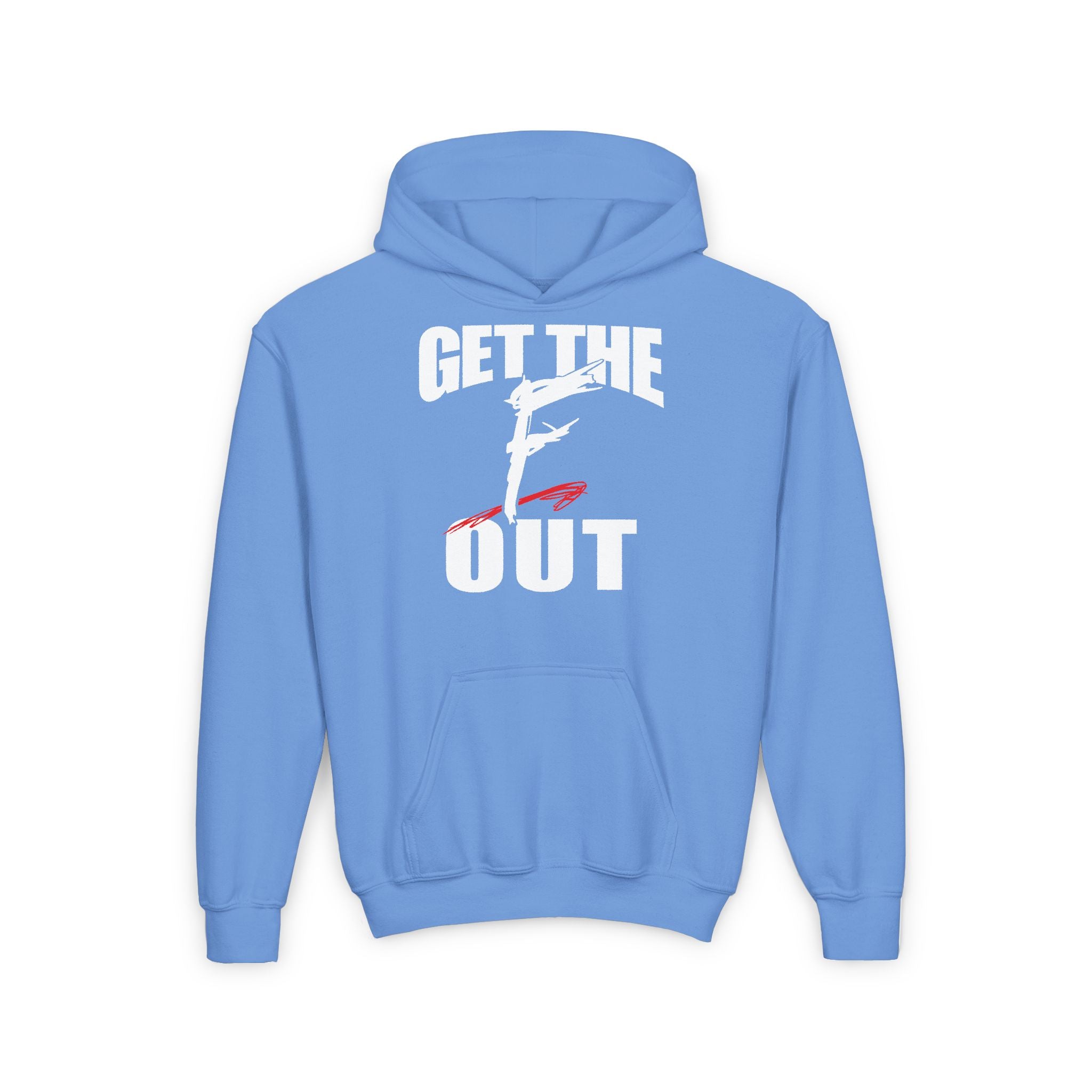 "Get The F Out" Graphic Design, Sports Fan Kids Hoodies - Youth Heavy Blend Hooded Sweatshirt, Unisex Wrestling Fan Hoodies, Gift for Her-Him, Casual Outwear