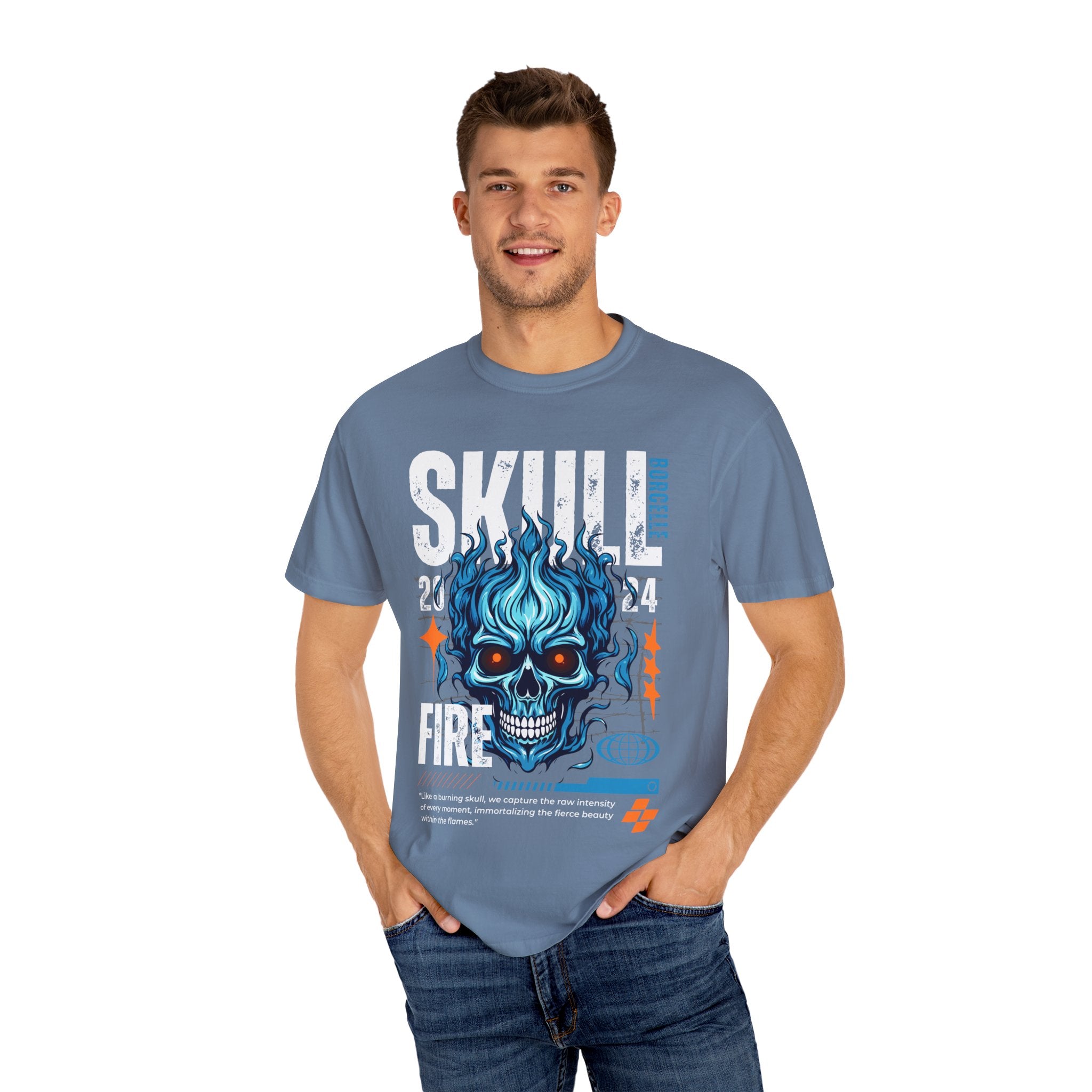 Skull Fire, Graphic Design Unisex T-shirt, Casual Cotton Outwear, Gift for Him- Gift for Her, Stylish Tee, Cool Shirt, Trendy Apparel, Comfortable Top,