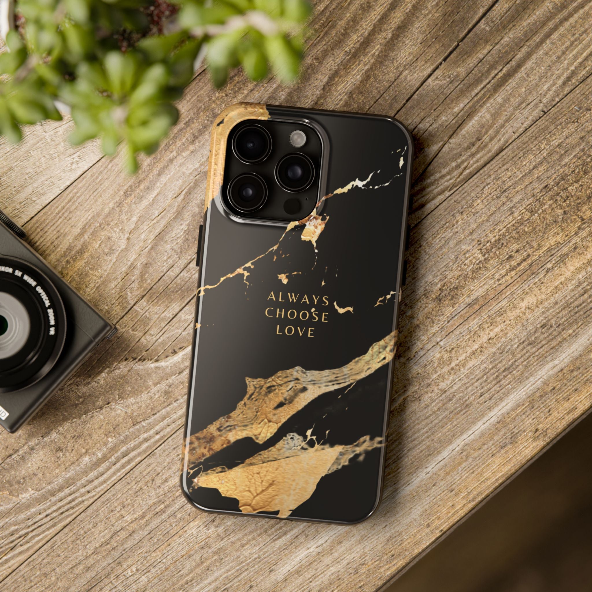 Black Gold Always Choose Love, Elegant Phone Cases, Stylish Phone Covers, Chic Phone Protectors, Fashionable Case for Her, Trendy Smartphone Accessories