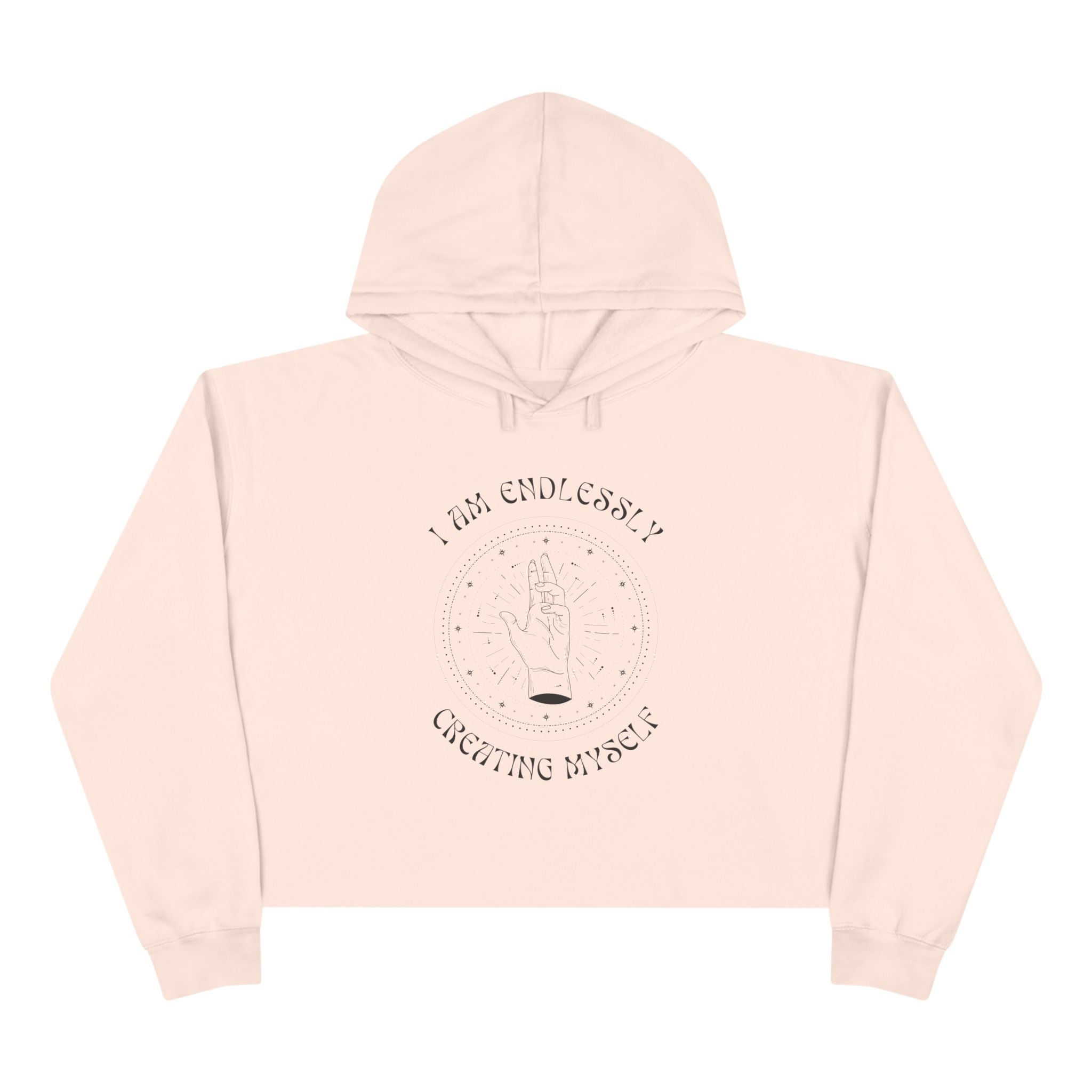 Creating Myself, Casual Hoodie, Women's Cropped Sweatshirt Fleece Pullover, Crop Hoodie for Women, Long Sleeve Crop Top, Cozy Cropped Hooded