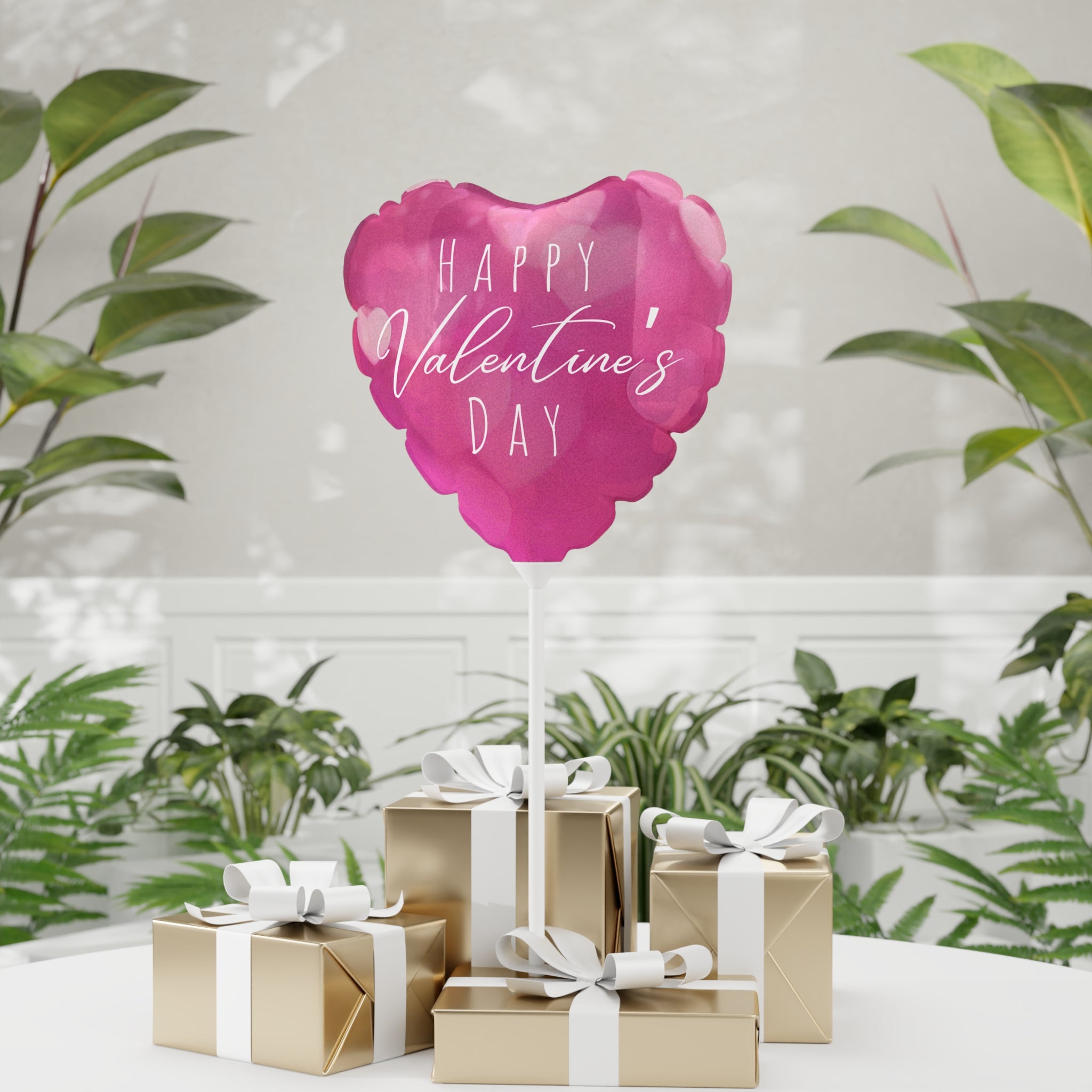 Happy  Valentine's Day- Lovely Pink- Balloons, Romantic Heart-Shaped Decorations and Words, Love Party Supplies, Anniversary Celebration