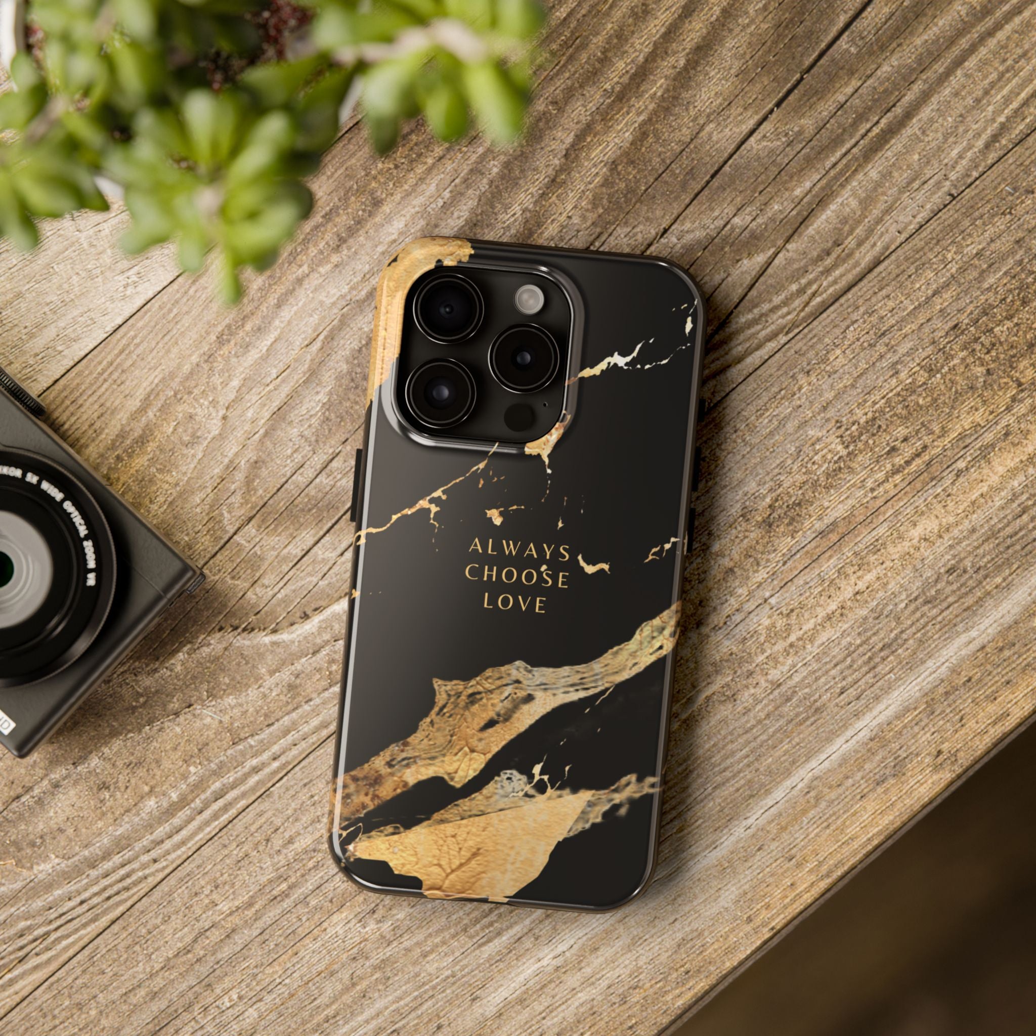 Black Gold Always Choose Love, Elegant Phone Cases, Stylish Phone Covers, Chic Phone Protectors, Fashionable Case for Her, Trendy Smartphone Accessories