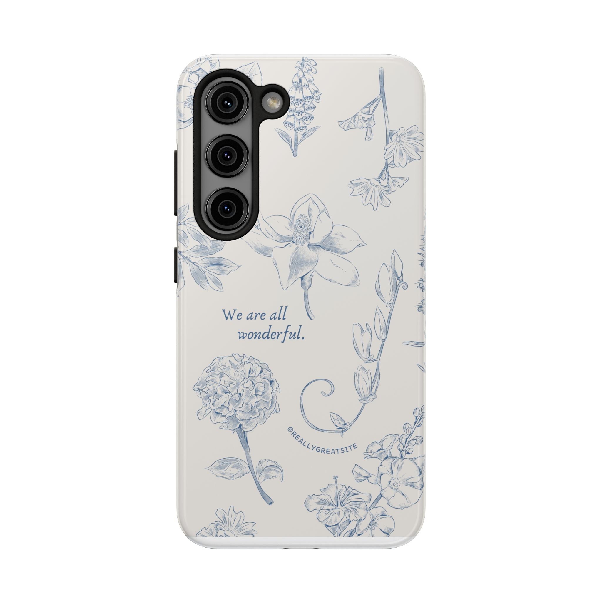 Dusty Blue Cream " We Are All Wonderfull", Elegant Phone Cases, Stylish Phone Covers, Chic Phone Protectors, Fashionable Case for Her, Trendy Smartphone Accessories