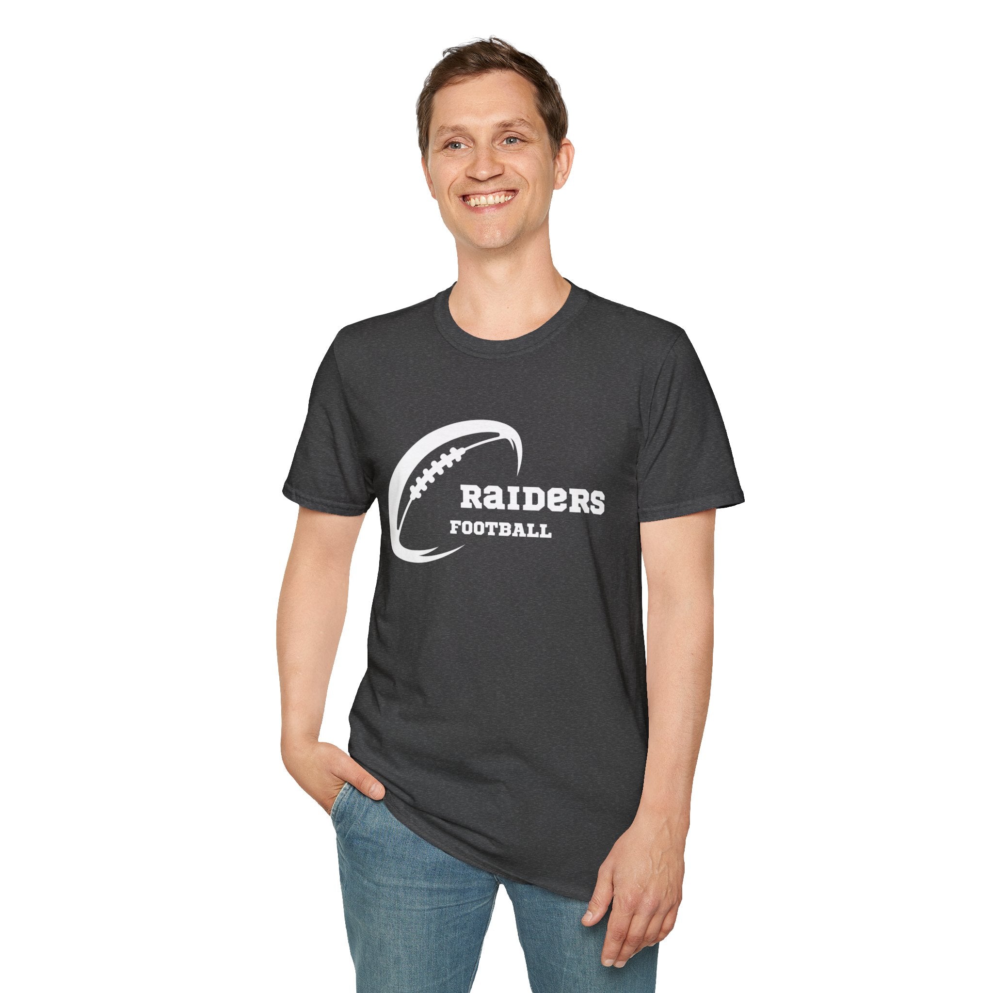 All White Raiders Fan Football Shirt, Unisex Softstyle T-Shirt, Football Fan Tee, Football Fan Gift, Sports Fan Apparel